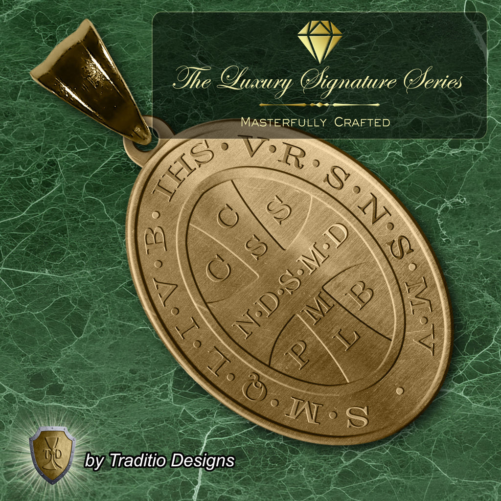 The St. Benedict Medal 18K Gold Plated Pendant | The Deliverance | Traditio Designs Exclusive
