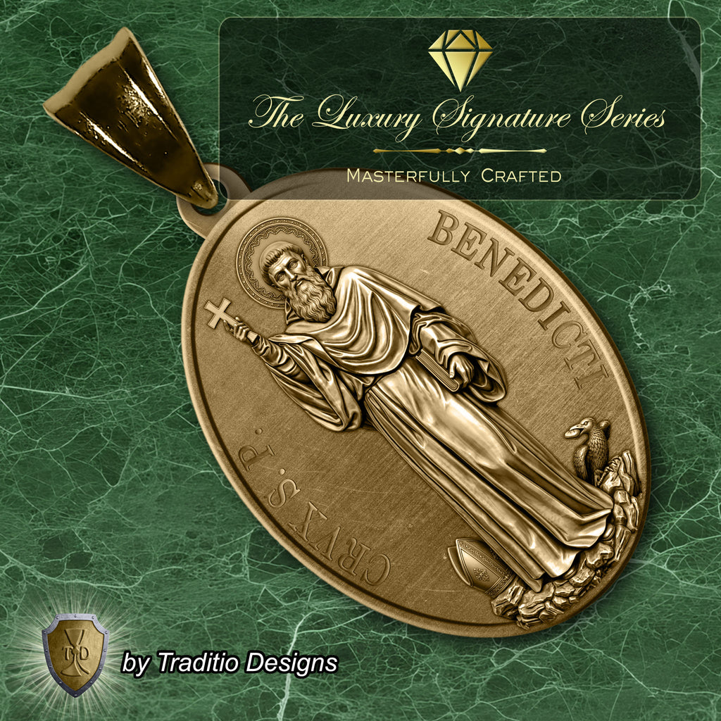 The St. Benedict Medal 18K Gold Plated Pendant | The Deliverance | Traditio Designs Exclusive