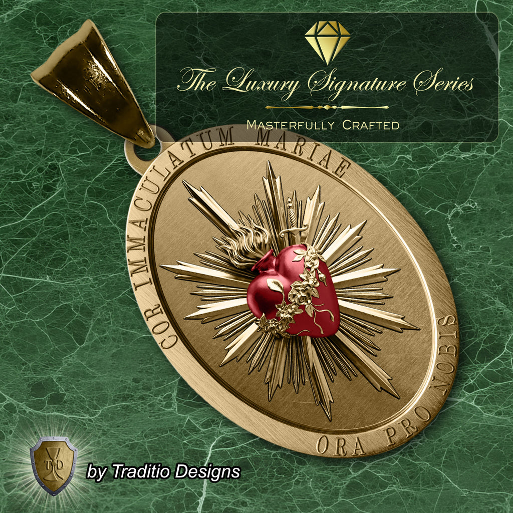 The Two Hearts Medal 18K Gold Plated Pendant | The Stronghold | Traditio Designs Exclusive