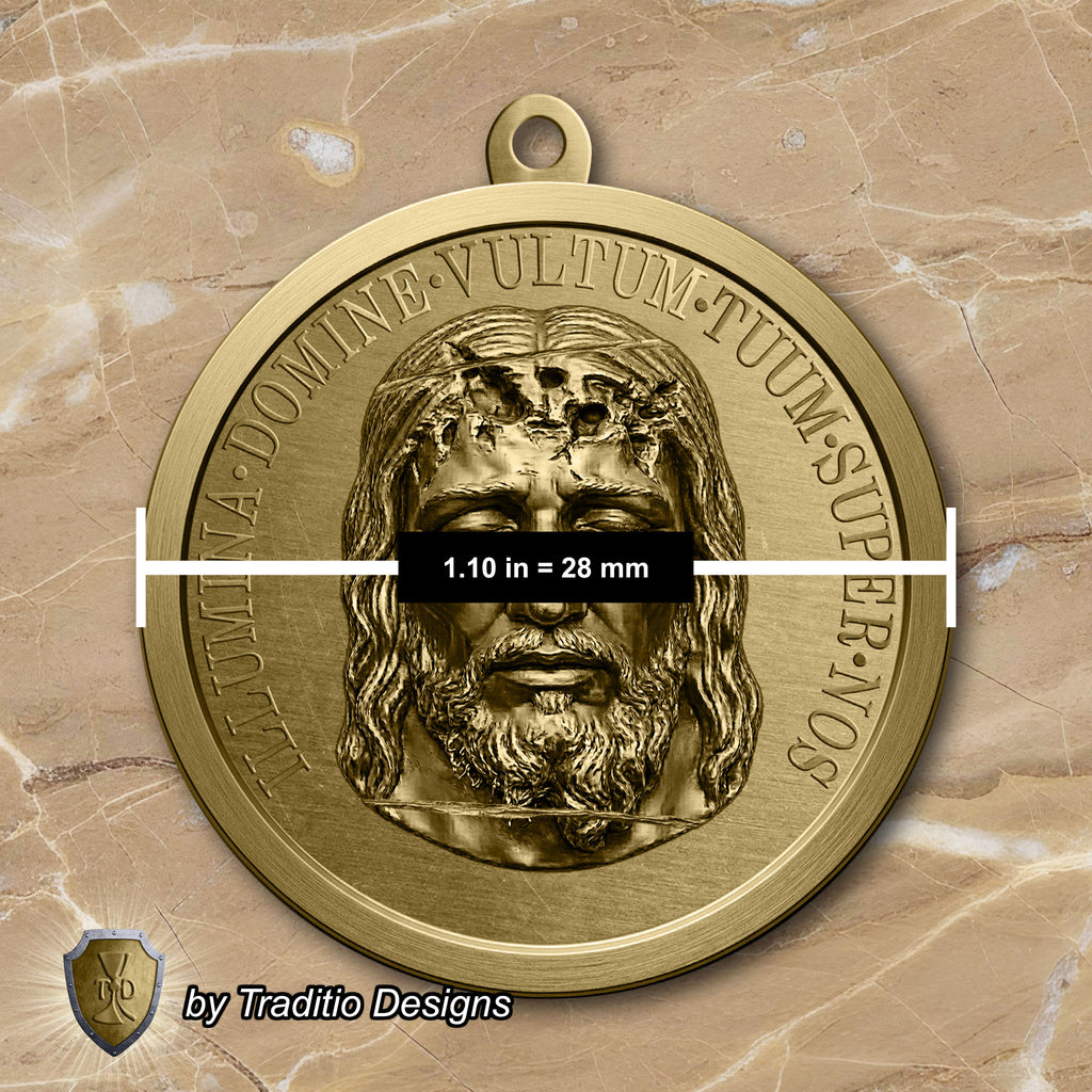 The Holy Face Medal 18K Gold Plated Pendant & 5mm Curb Chain | The Stronghold | Traditio Designs Exclusive