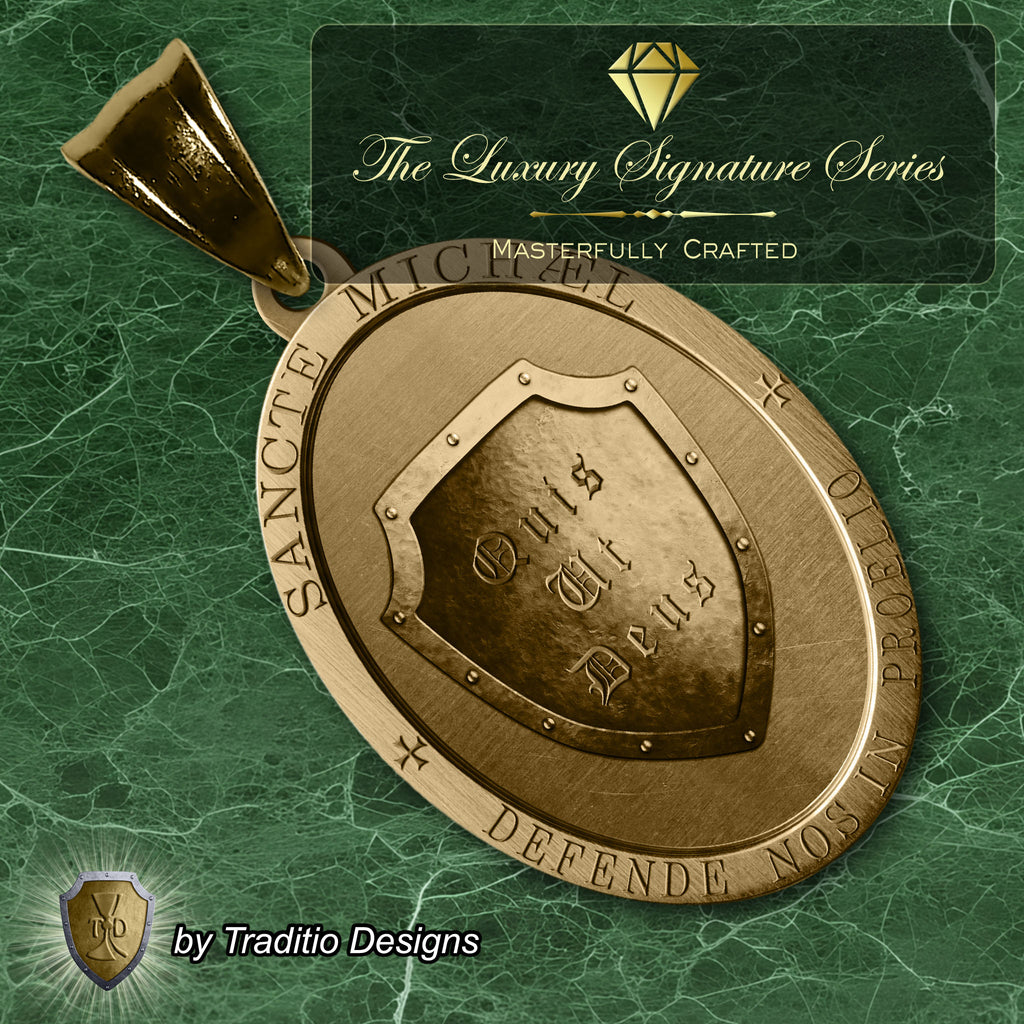 The St. Michael Medal 18K Gold Plated Pendant | The Battle | Traditio Designs Exclusive