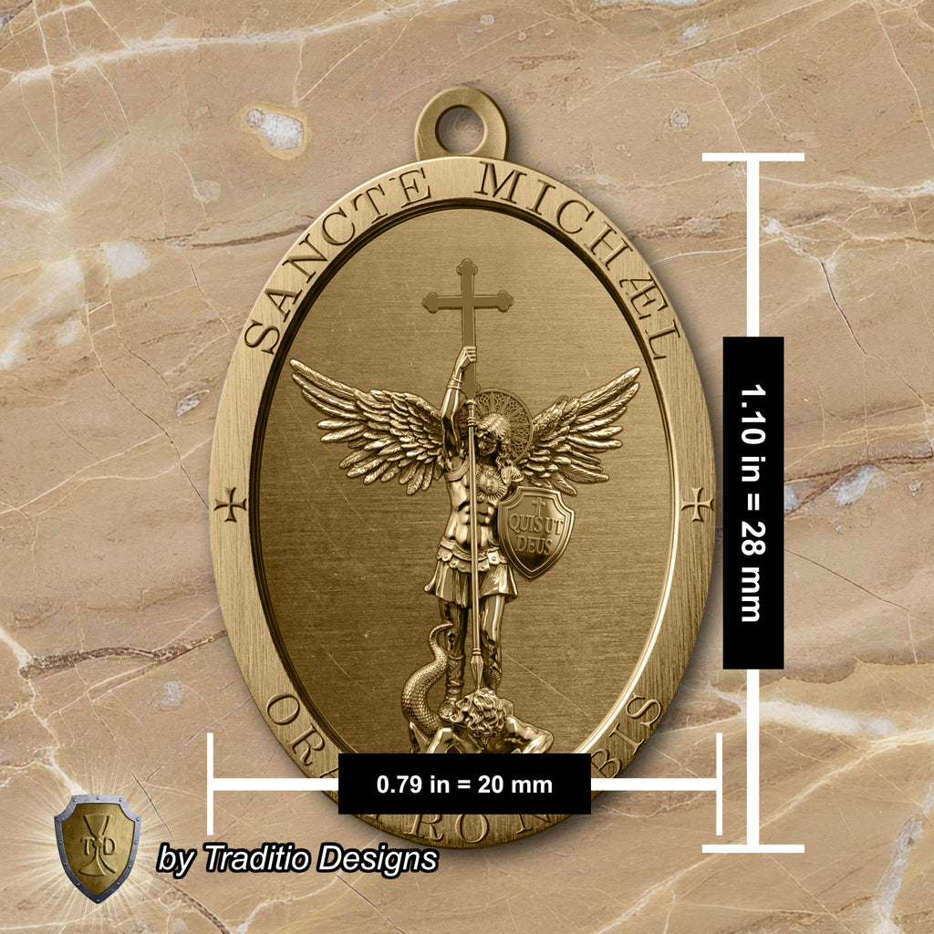 The St. Michael Medal 18K Gold Plated Pendant | The Battle | Traditio Designs Exclusive