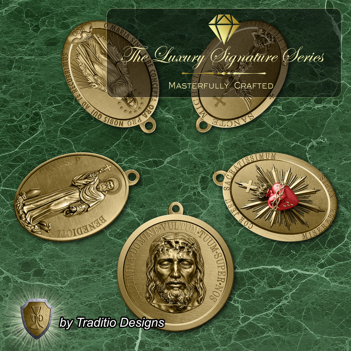 The Ultimate Shield 18K Gold Plated 5-Medal Set | The Medal Restoration Project | Traditio Designs Exclusive