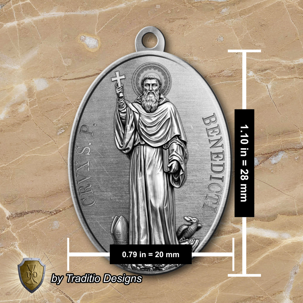 The St. Benedict Medal 18K White Gold Plated Pendant | The Deliverance | Traditio Designs Exclusive (Copy)
