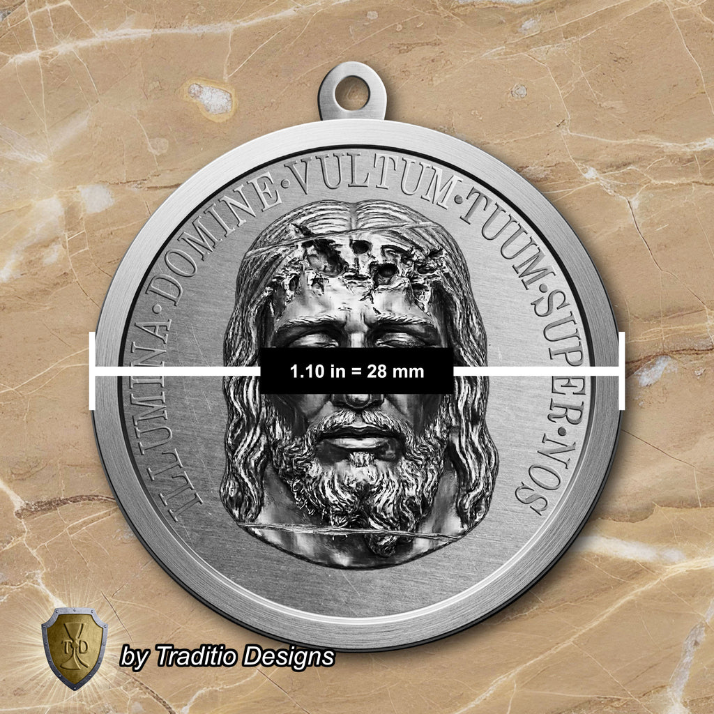 The Holy Face Medal 18K White Gold Plated Pendant | The Attack | Traditio Designs Exclusive