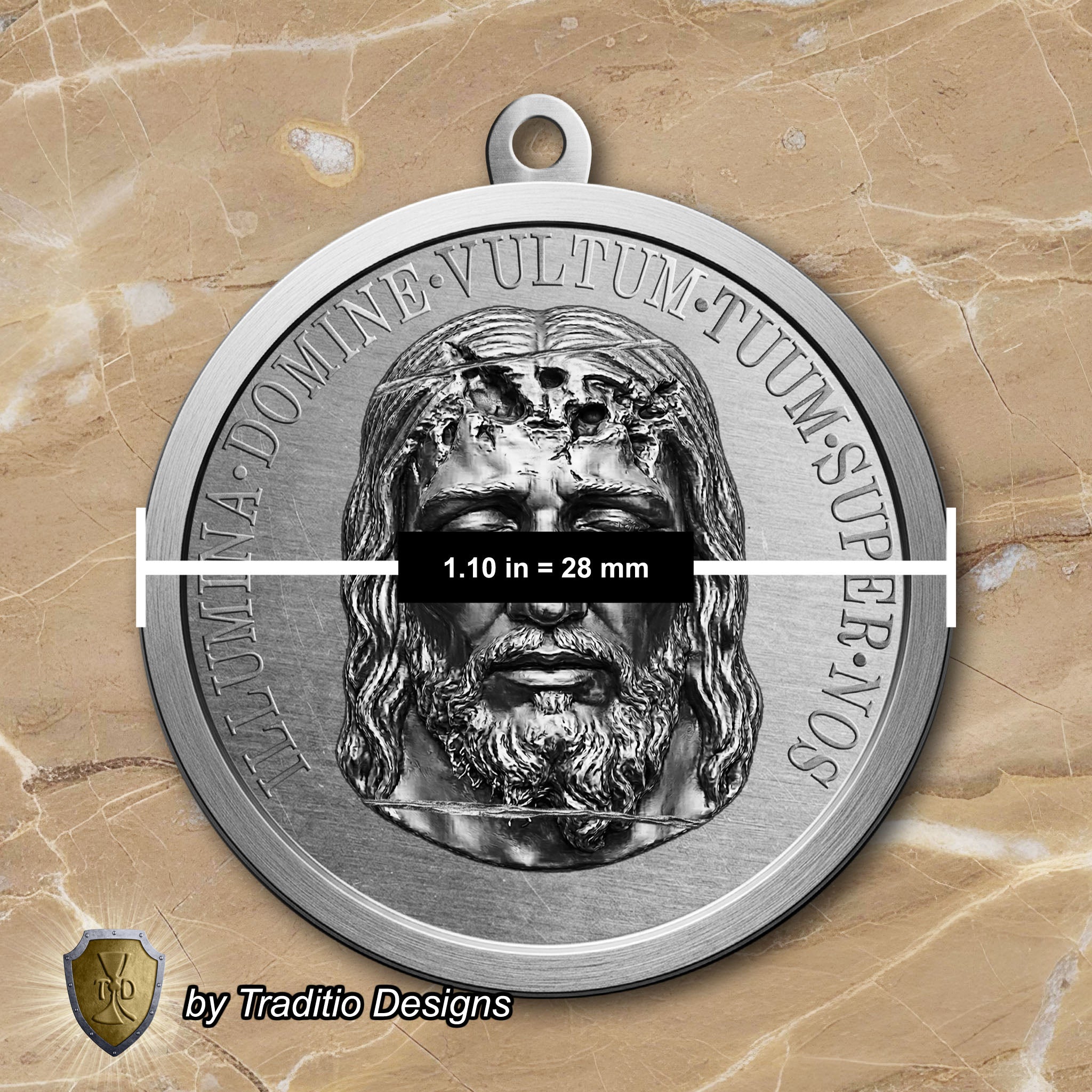 The Holy Face Medal 18K White Gold Plated Pendant | The Attack | Traditio Designs Exclusive