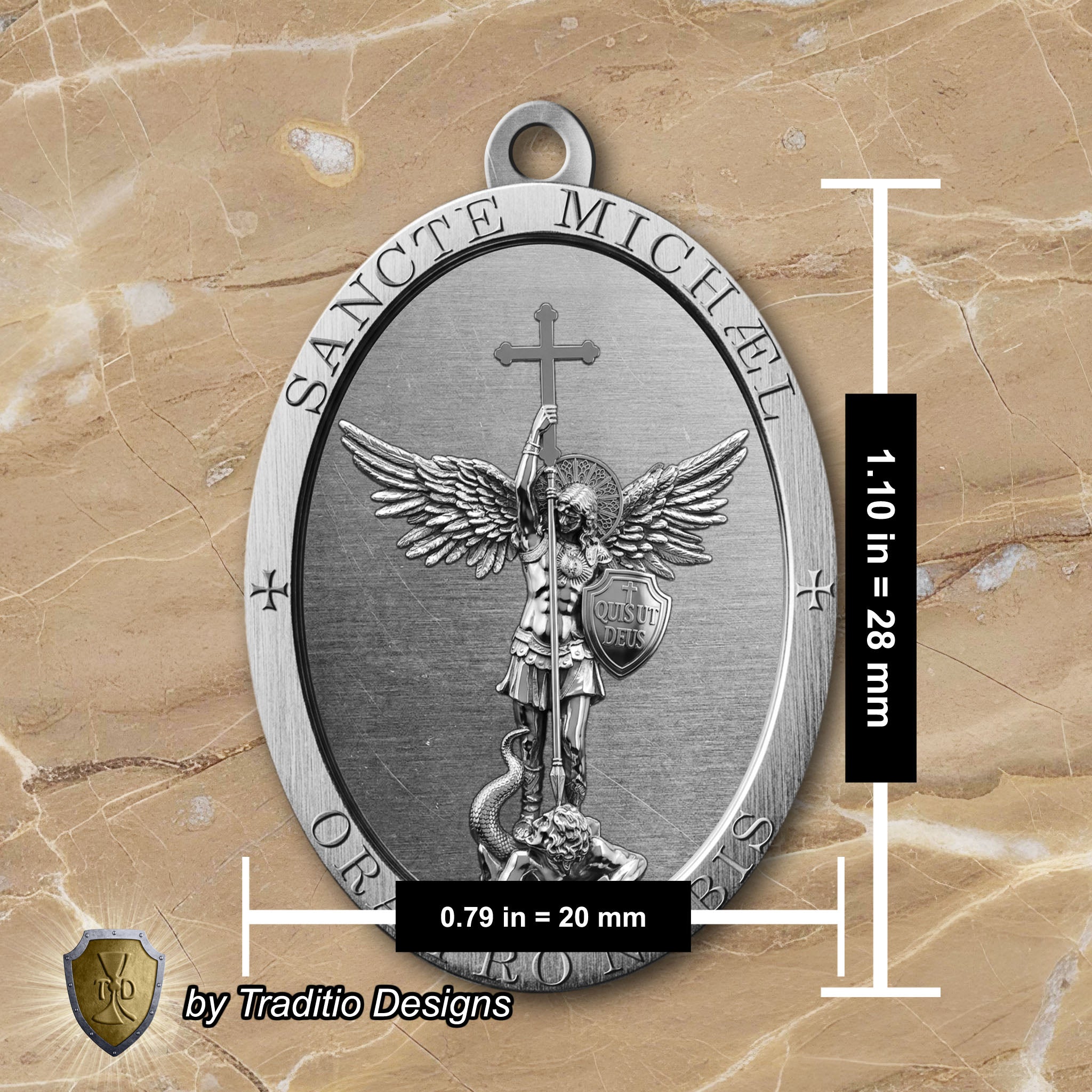 The St. Michael Medal 18K White Gold Plated Pendant | The Battle | Traditio Designs Exclusive (Copy)