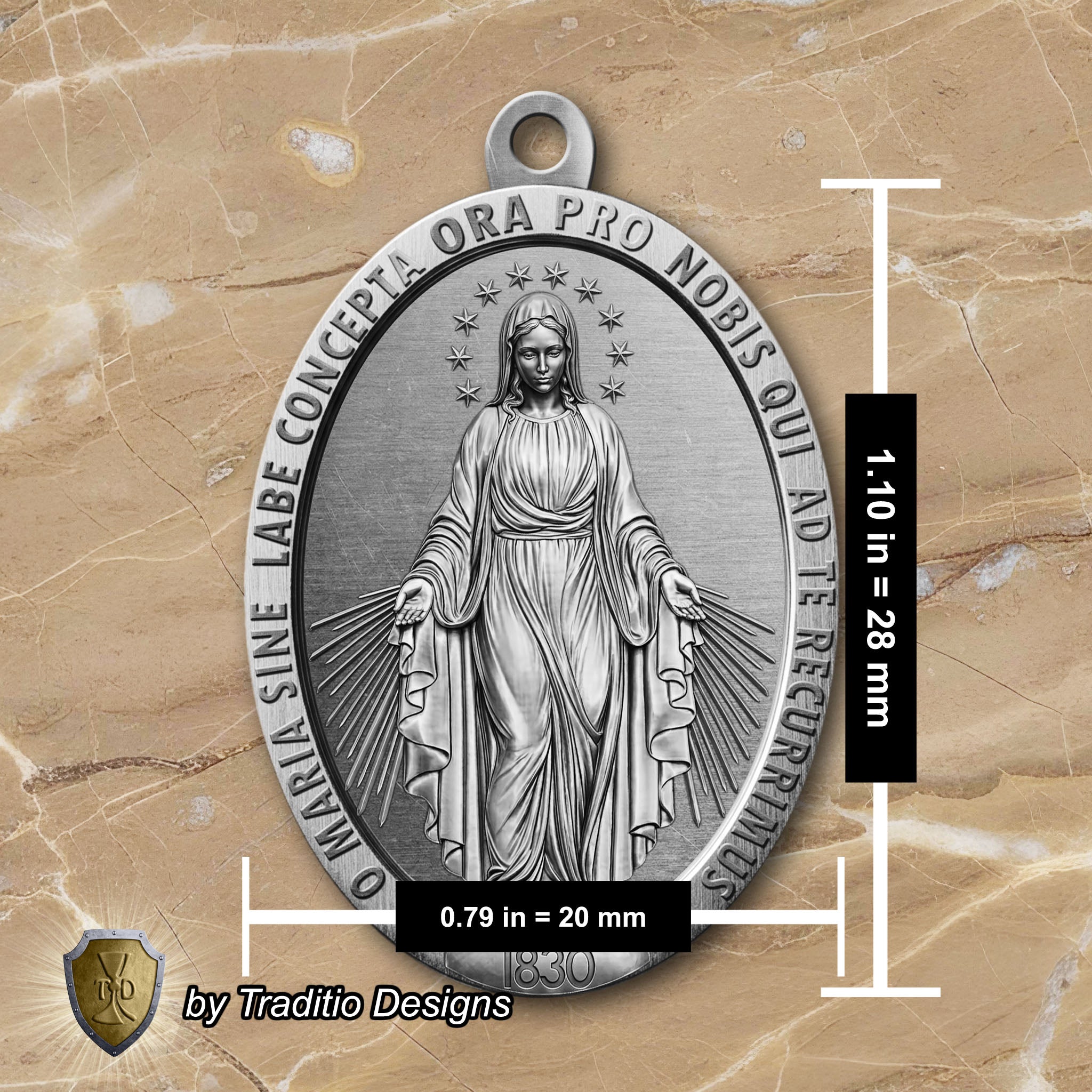 The Miraculous Medal 18K White Gold Plated Pendant | The Attack | Traditio Designs Exclusive (Copy)