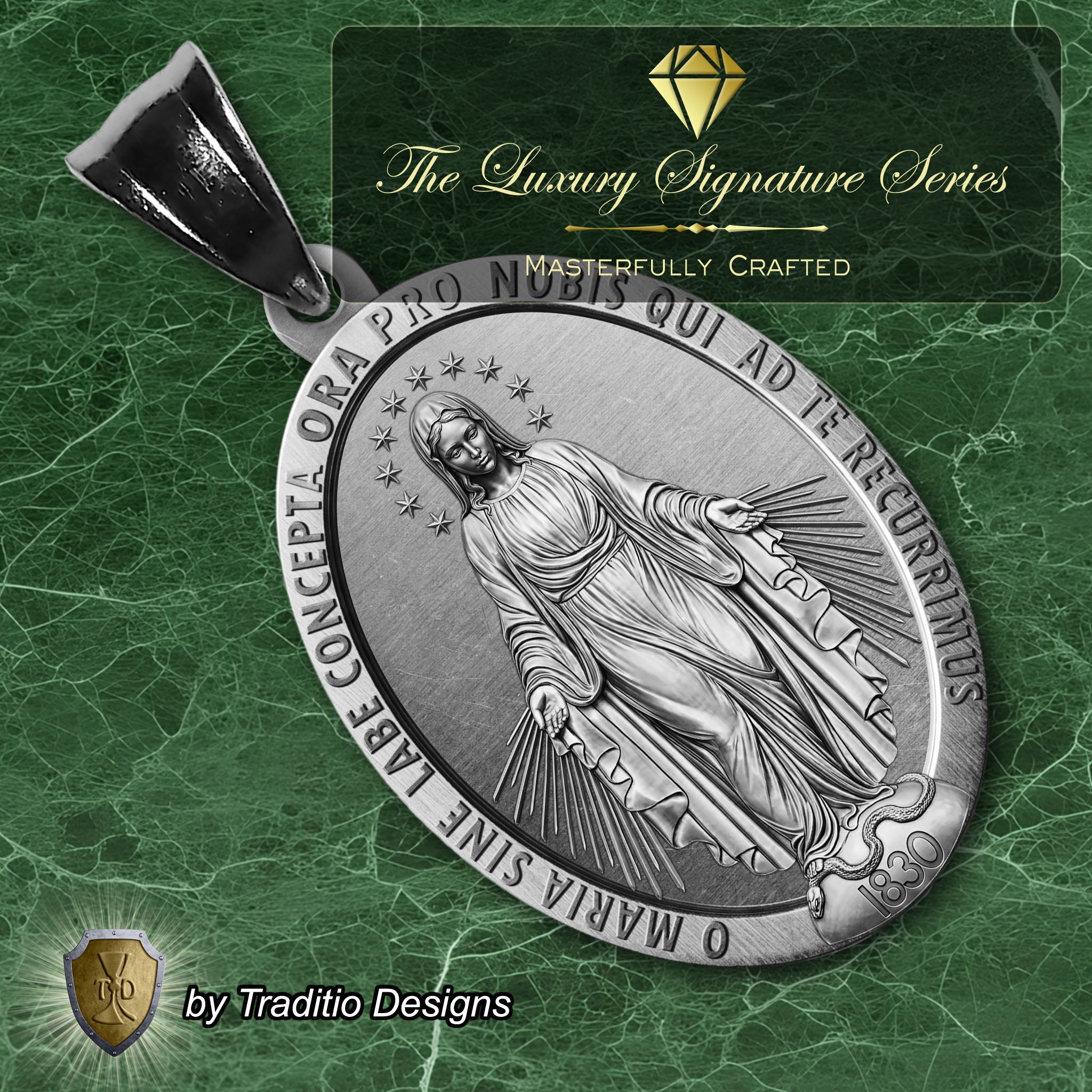 The Miraculous Medal 18K White Gold Plated Pendant | The Attack | Traditio Designs Exclusive (Copy)