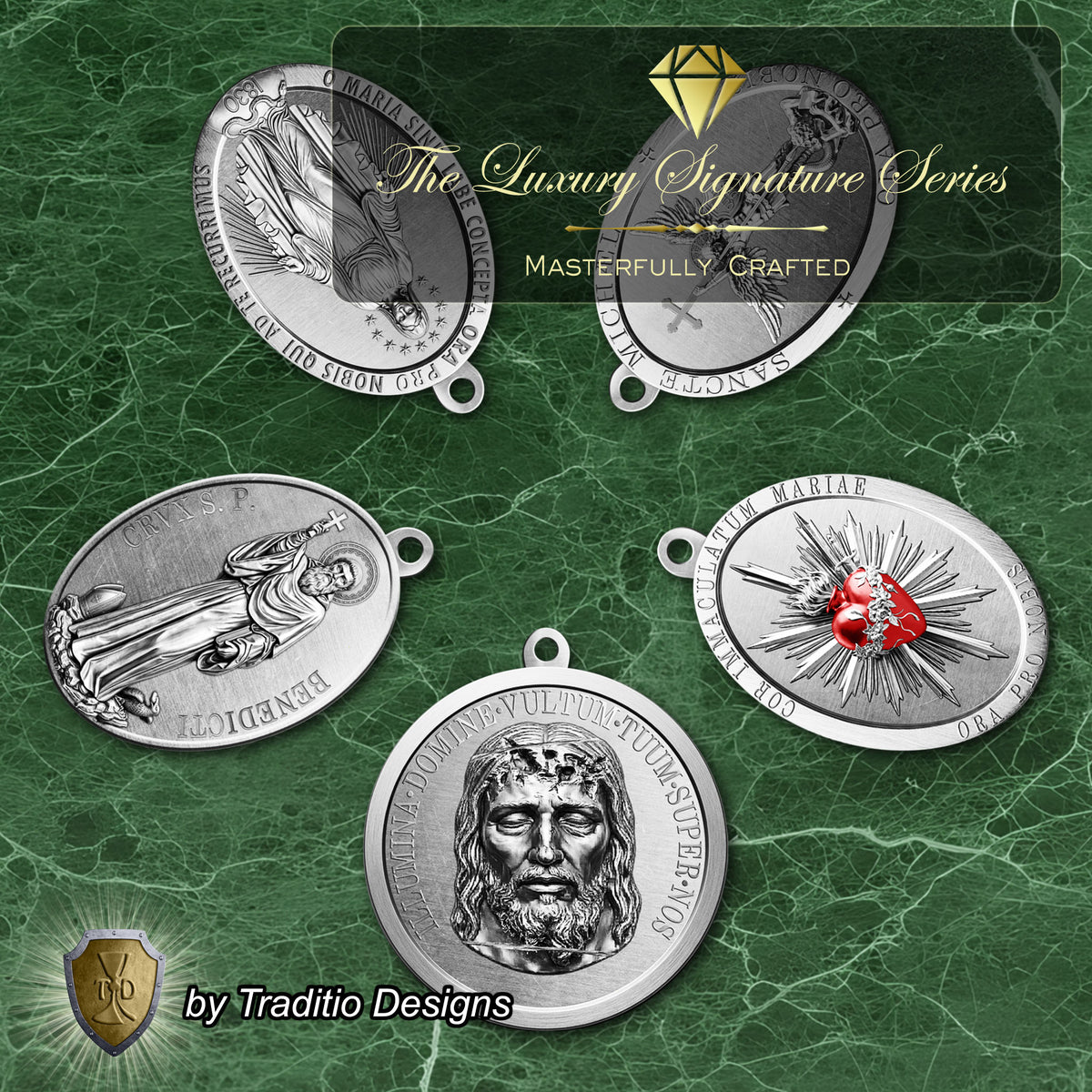 The Ultimate Shield 18K White Gold Plated 5-Medal Set | The Medal Restoration Project | Traditio Designs Exclusive