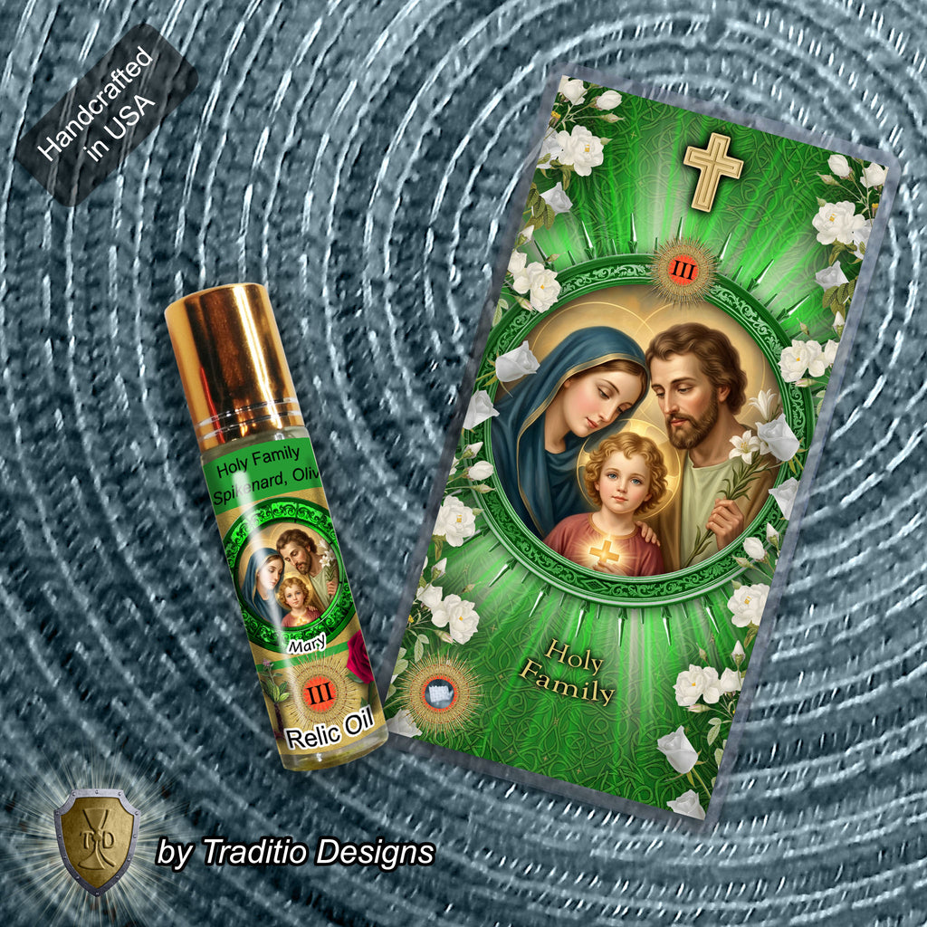 Holy Family Relic Anointing Oil | Family Protection & Healing | Oil or Card Set