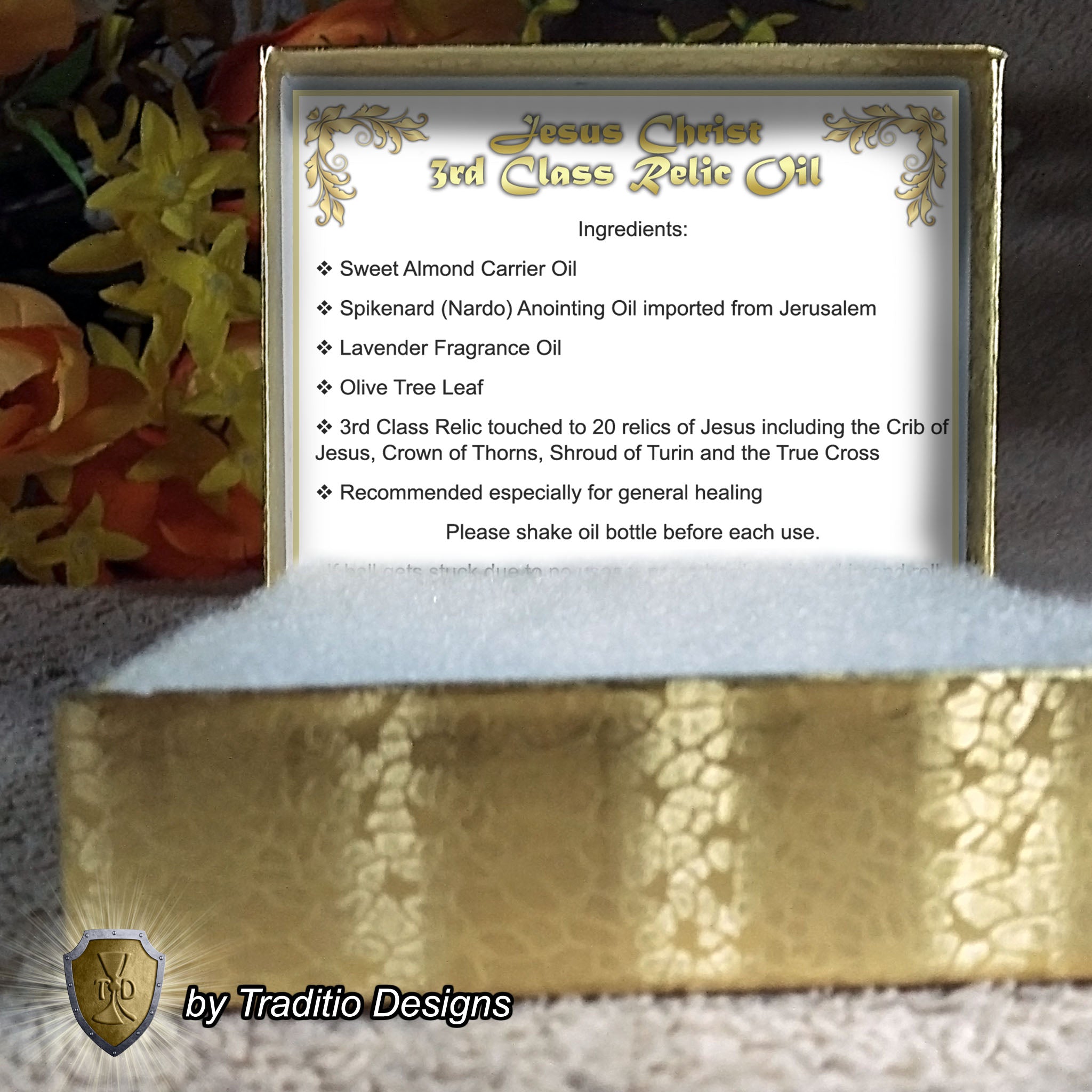 Jesus Christ Relic Anointing Oil | Touched to 20+ Relics of His Life & Passion | Oil or Card Set
