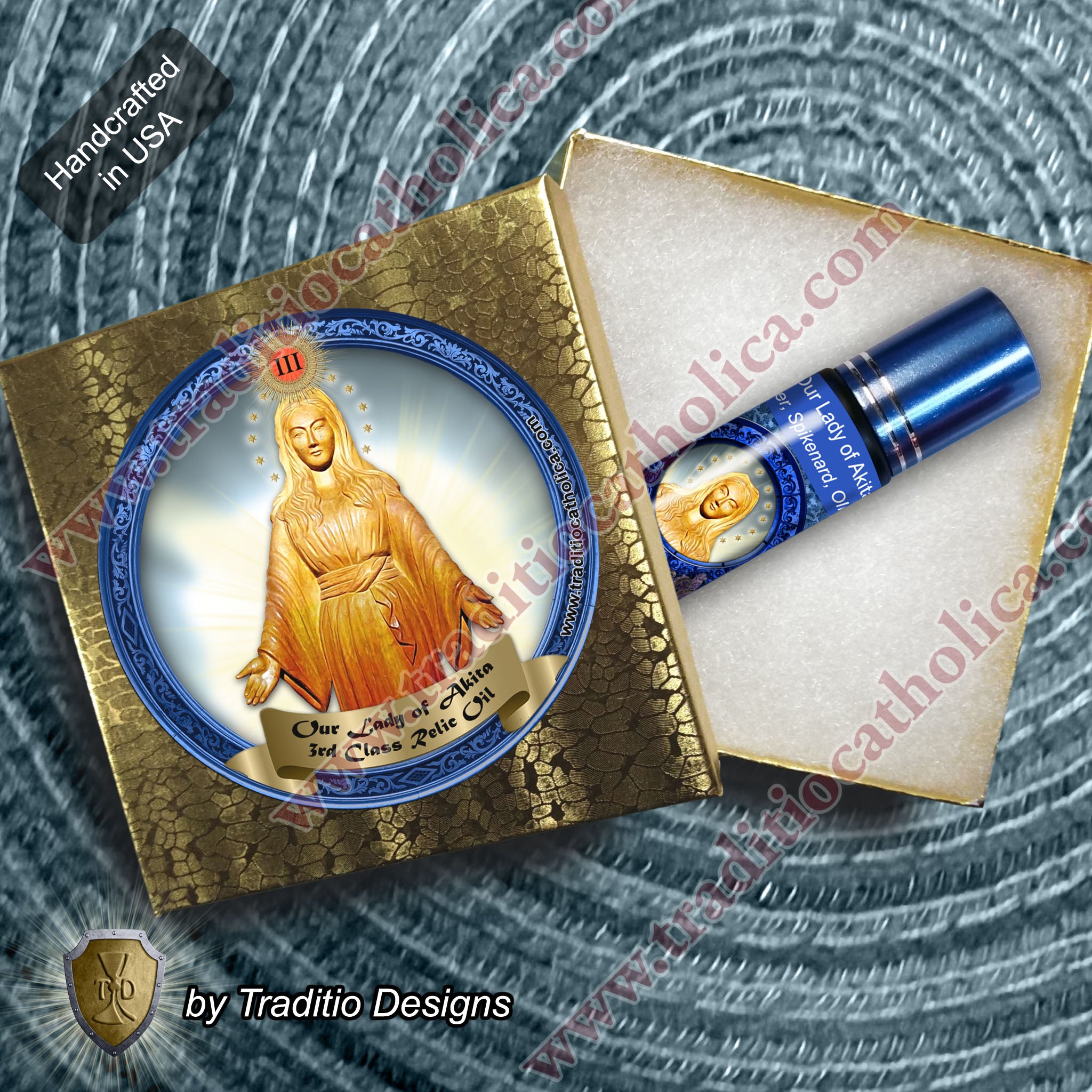 Our Lady of Akita Relic Anointing Oil | Touched to 9 Blessed Mother Relics | Oil or Card Set