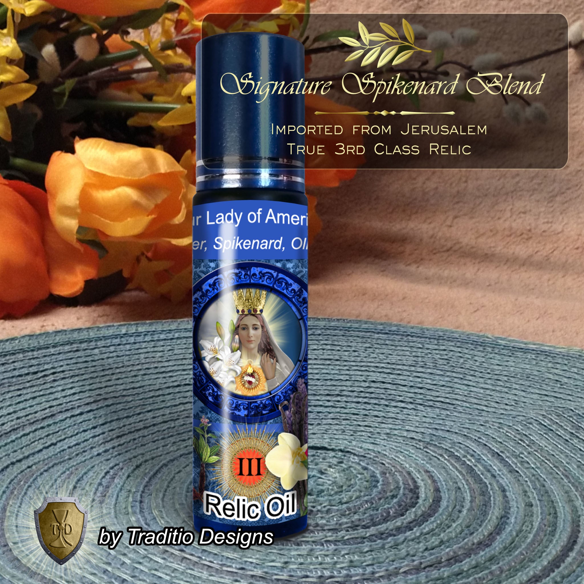 Our Lady of America Relic Anointing Oil | Touched to 9 Blessed Mother Relics | Oil or Card Set