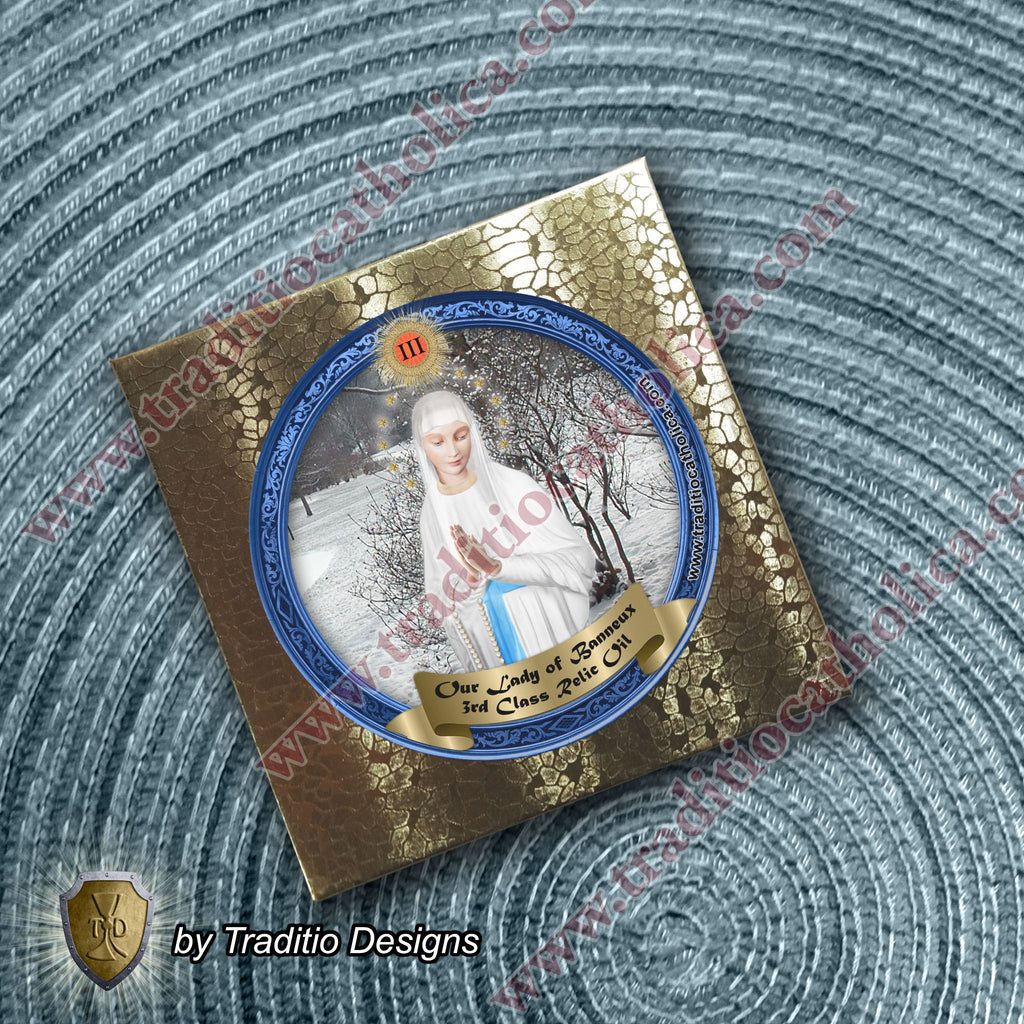 Our Lady of Banneux Relic Anointing Oil | Touched to 9 Blessed Mother Relics | Oil or Card Set
