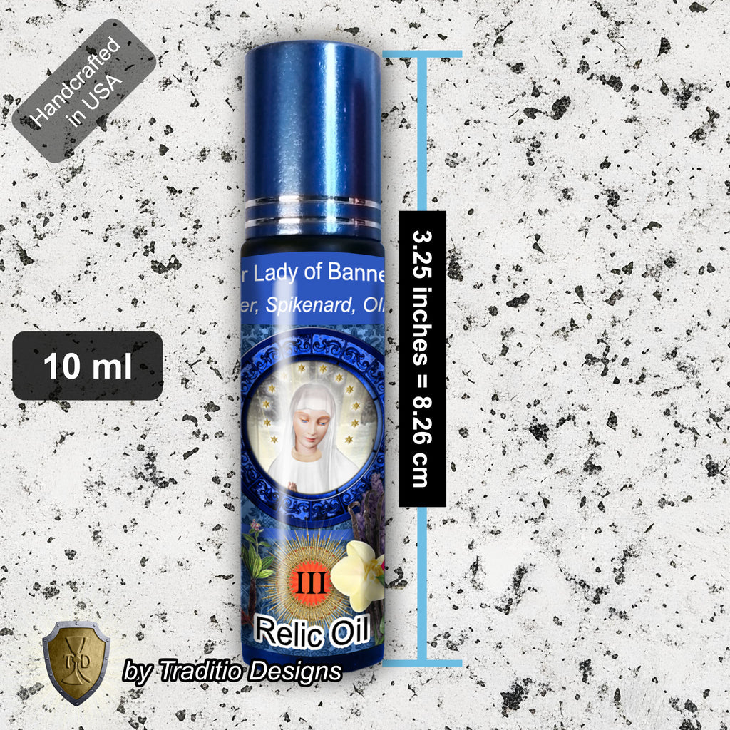 Our Lady of Banneux Relic Anointing Oil | Touched to 9 Blessed Mother Relics | Oil or Card Set