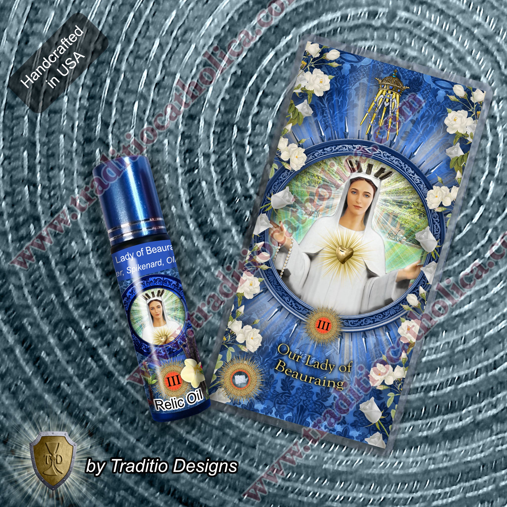 Our Lady of Beauraing Relic Anointing Oil | Touched to 9 Blessed Mother Relics | Oil or Card Set
