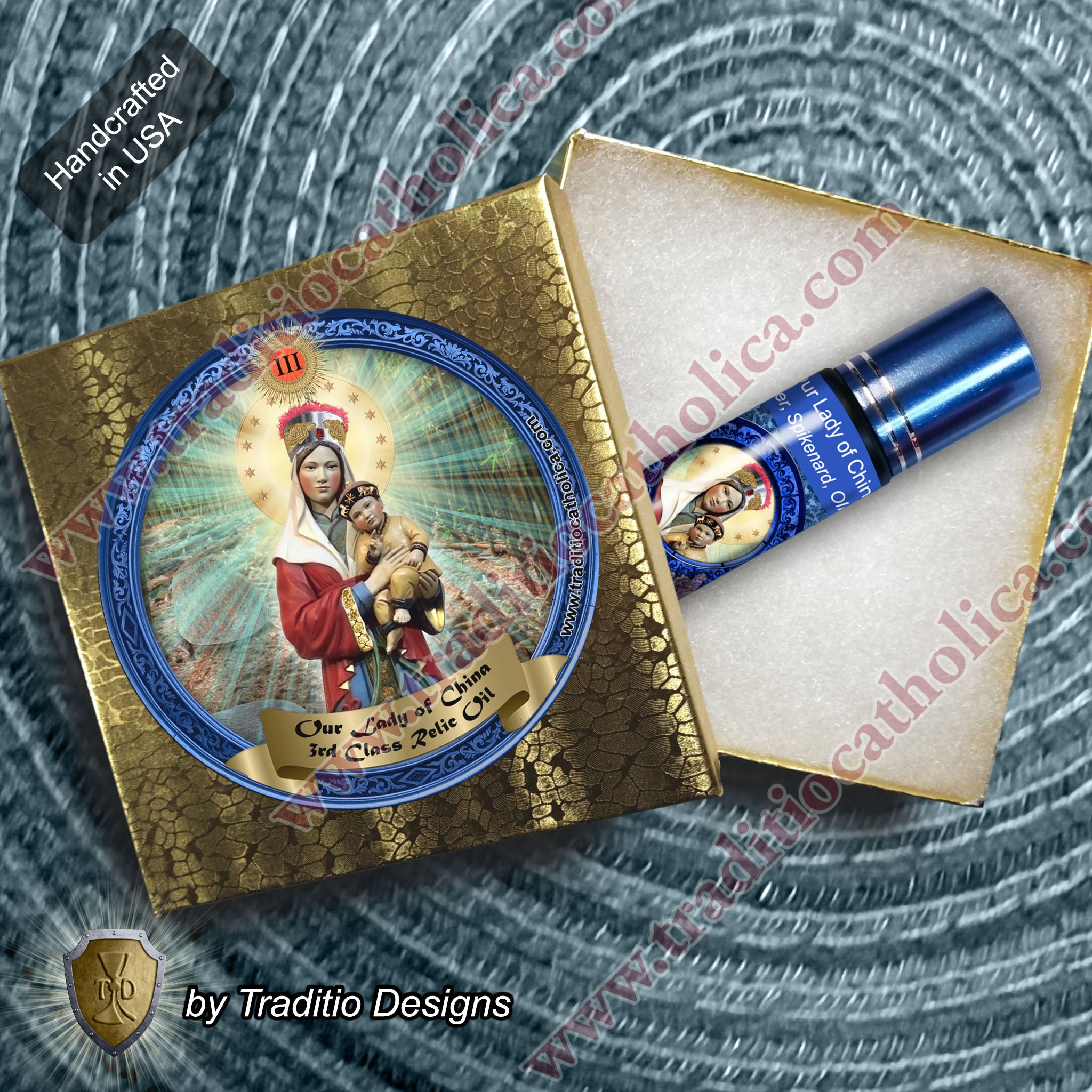 Our Lady of China Relic Anointing Oil | Touched to 9 Blessed Mother Relics | Oil or Card Set