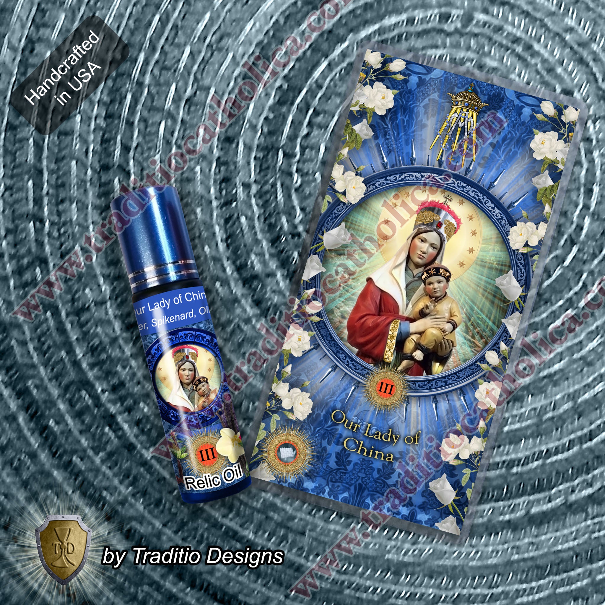 Our Lady of China Relic Anointing Oil | Touched to 9 Blessed Mother Relics | Oil or Card Set