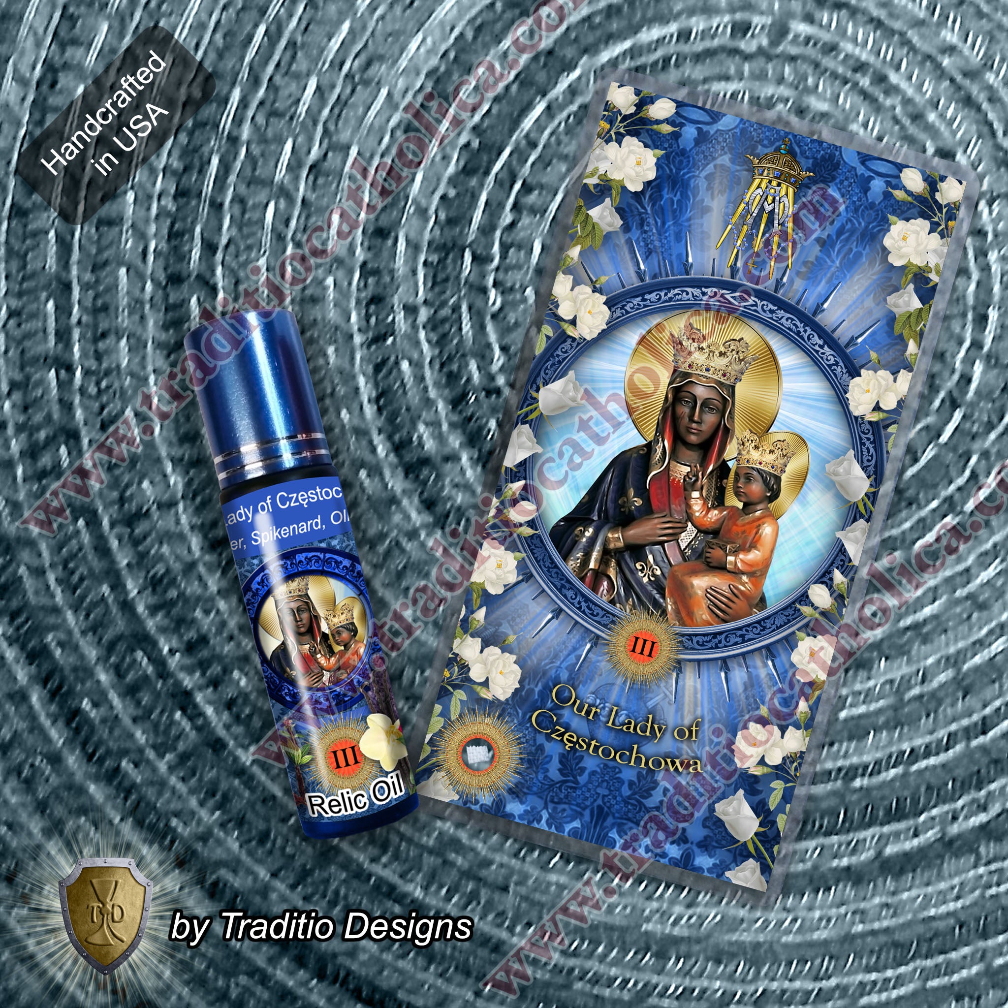Our Lady of Czestochowa Relic Anointing Oil | Touched to 9 Blessed Mother Relics | Oil or Card Set