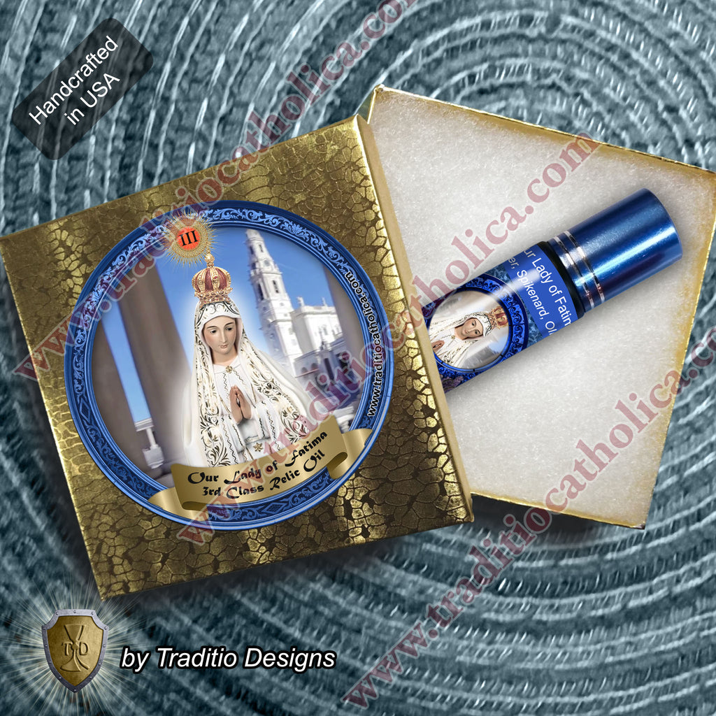 Our Lady of Fatima Relic Anointing Oil | Touched to 9 Blessed Mother Relics | Oil or Card Set