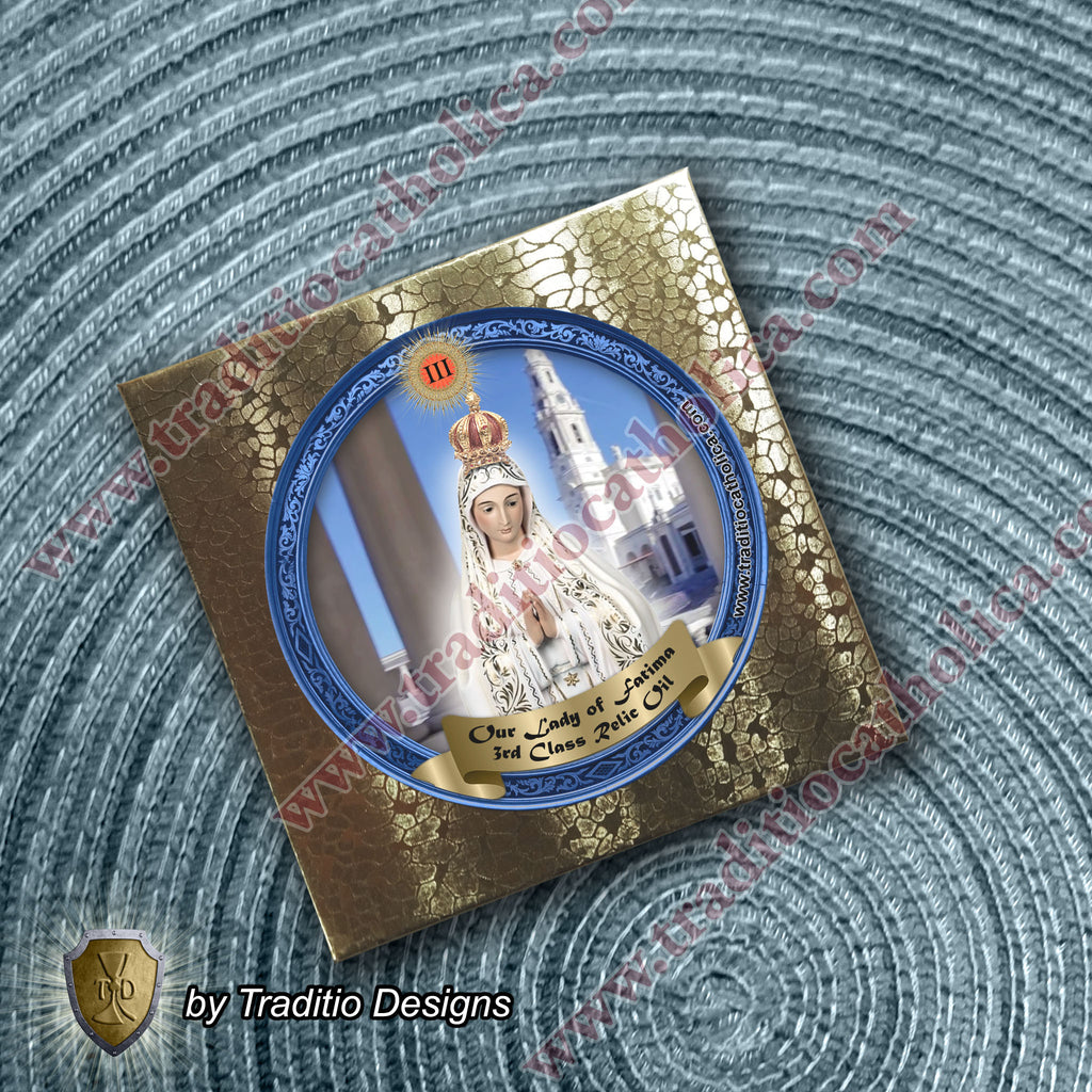 Our Lady of Fatima Relic Anointing Oil | Touched to 9 Blessed Mother Relics | Oil or Card Set
