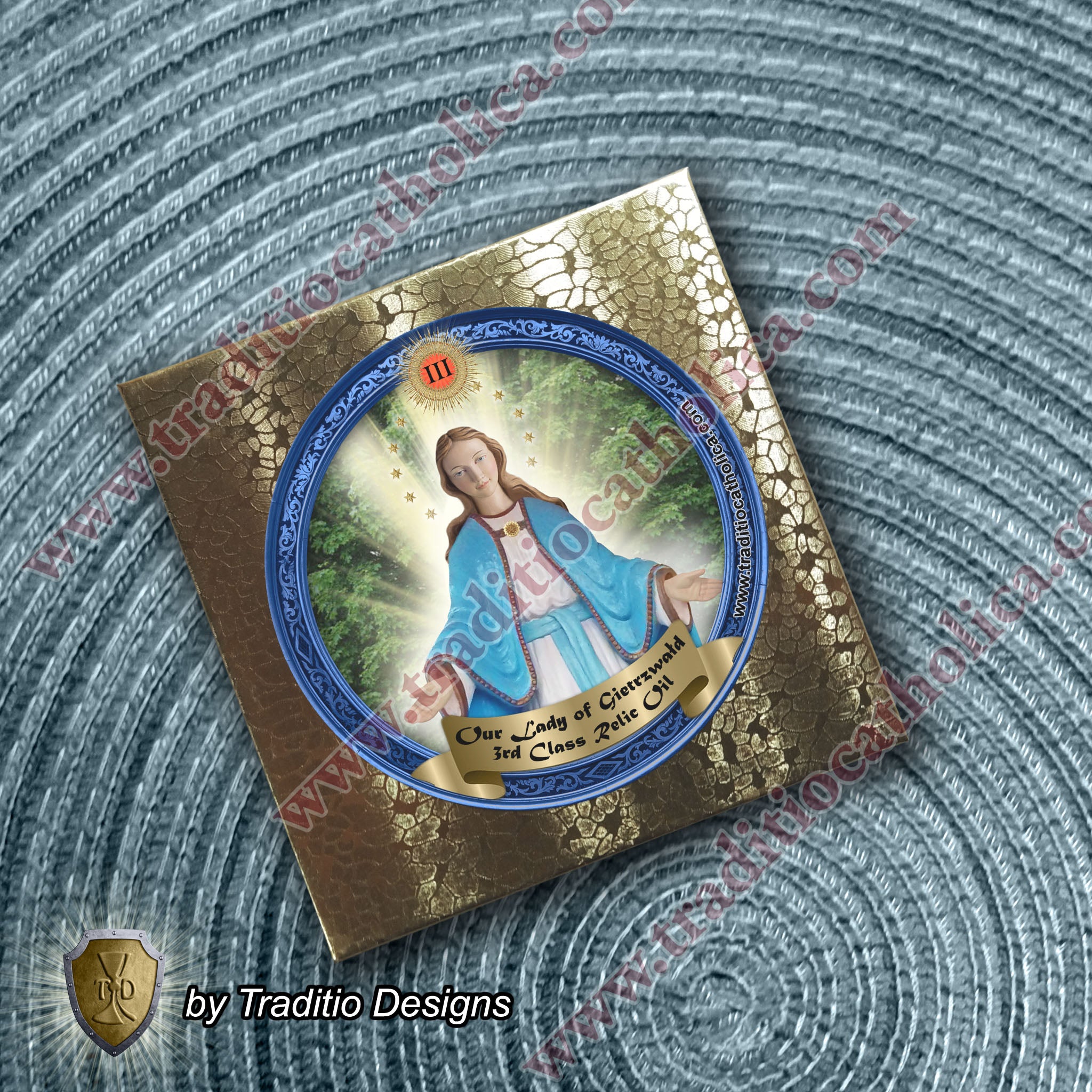 Our Lady of Gietrzwald Relic Anointing Oil | Touched to 9 Blessed Mother Relics | Oil or Card Set