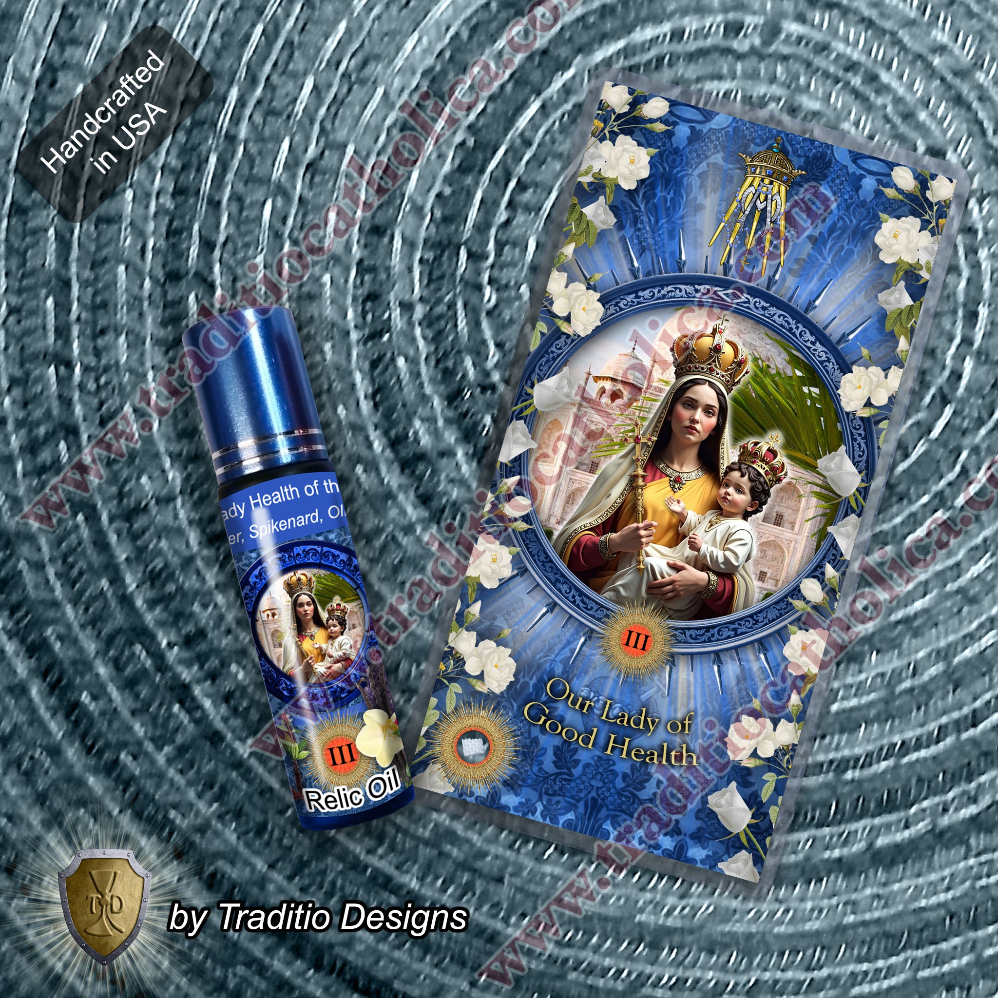 Our Lady of Good Health Relic Anointing Oil | Touched to 9 Blessed Mother Relics | Oil or Card Set