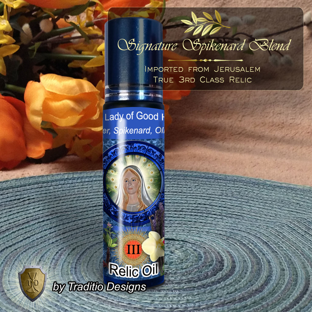 Our Lady of Good Help Relic Anointing Oil | Touched to 9 Blessed Mother Relics | Oil or Card Set