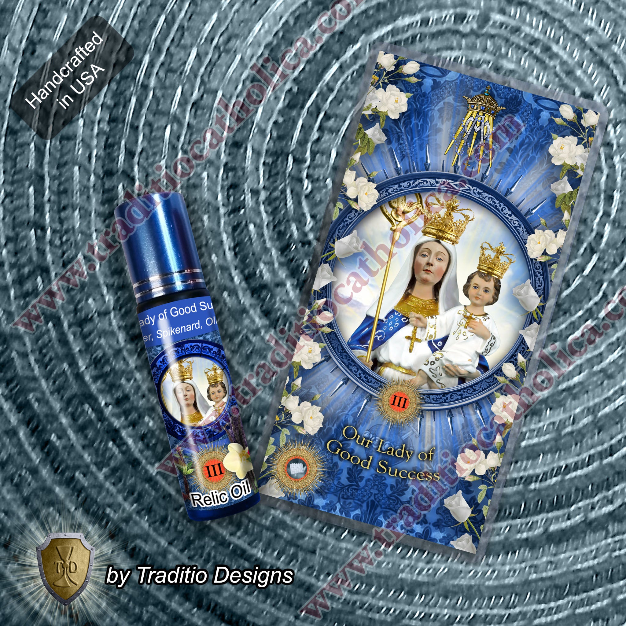Our Lady of Good Success Relic Anointing Oil | Touched to 9 Blessed Mother Relics | Oil or Card Set