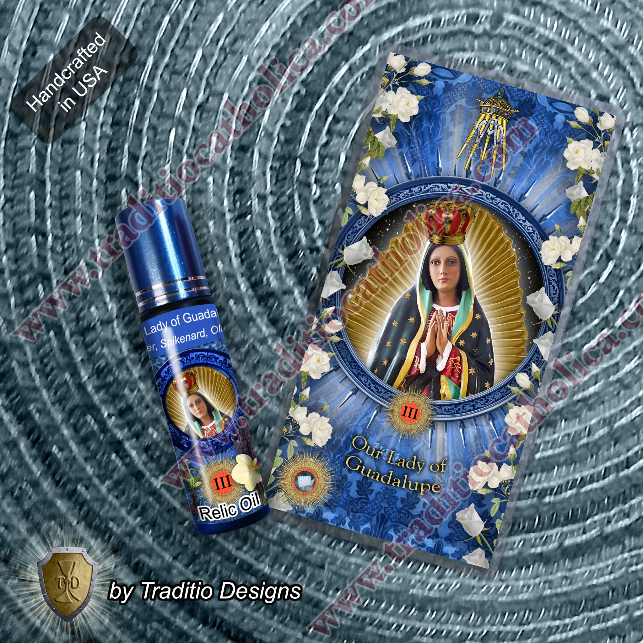 Our Lady of Guadalupe Relic Anointing Oil | Touched to 9 Blessed Mother Relics | Oil or Card Set
