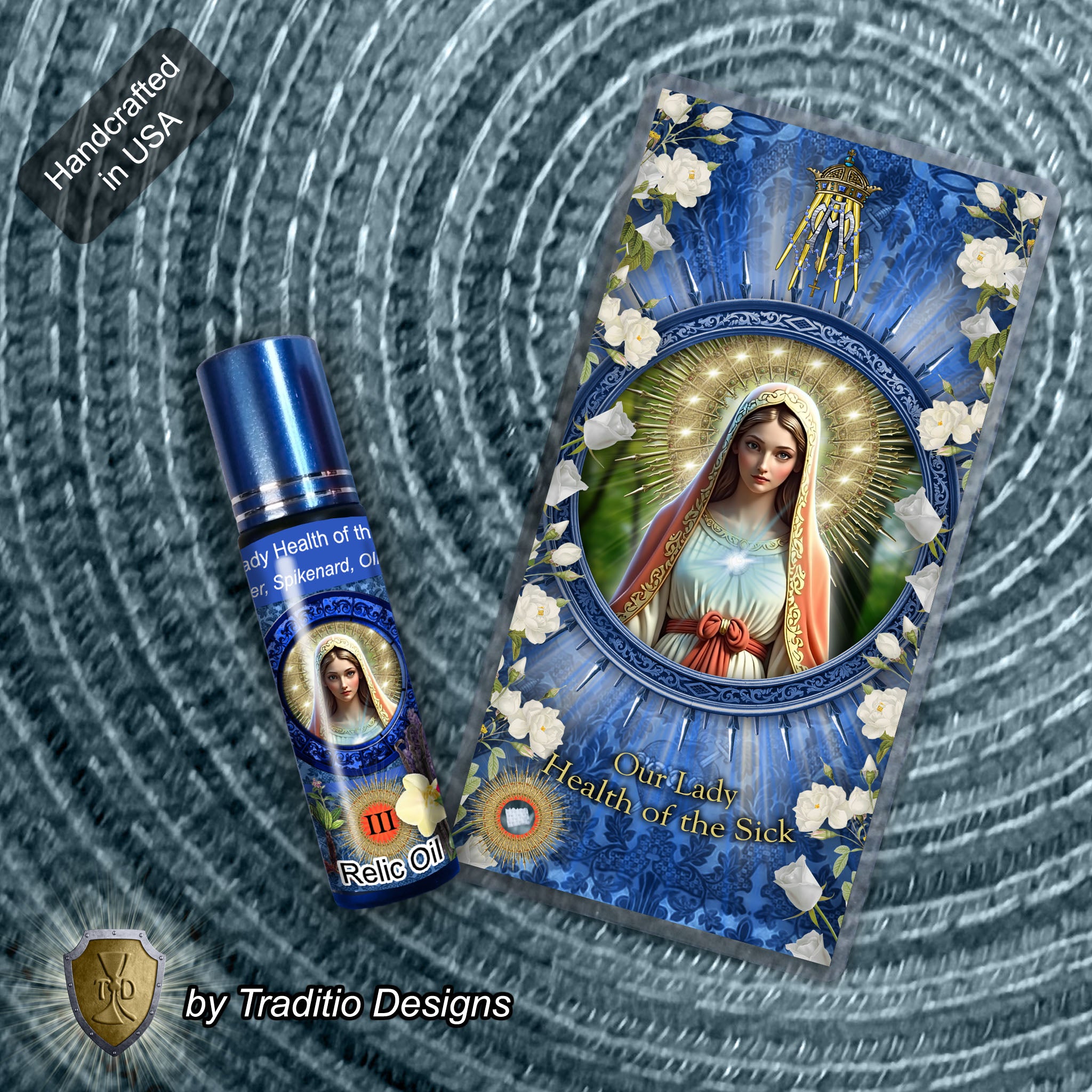 Our Lady Health of the Sick Relic Anointing Oil | Touched to 9 Blessed Mother Relics | Oil or Card Set
