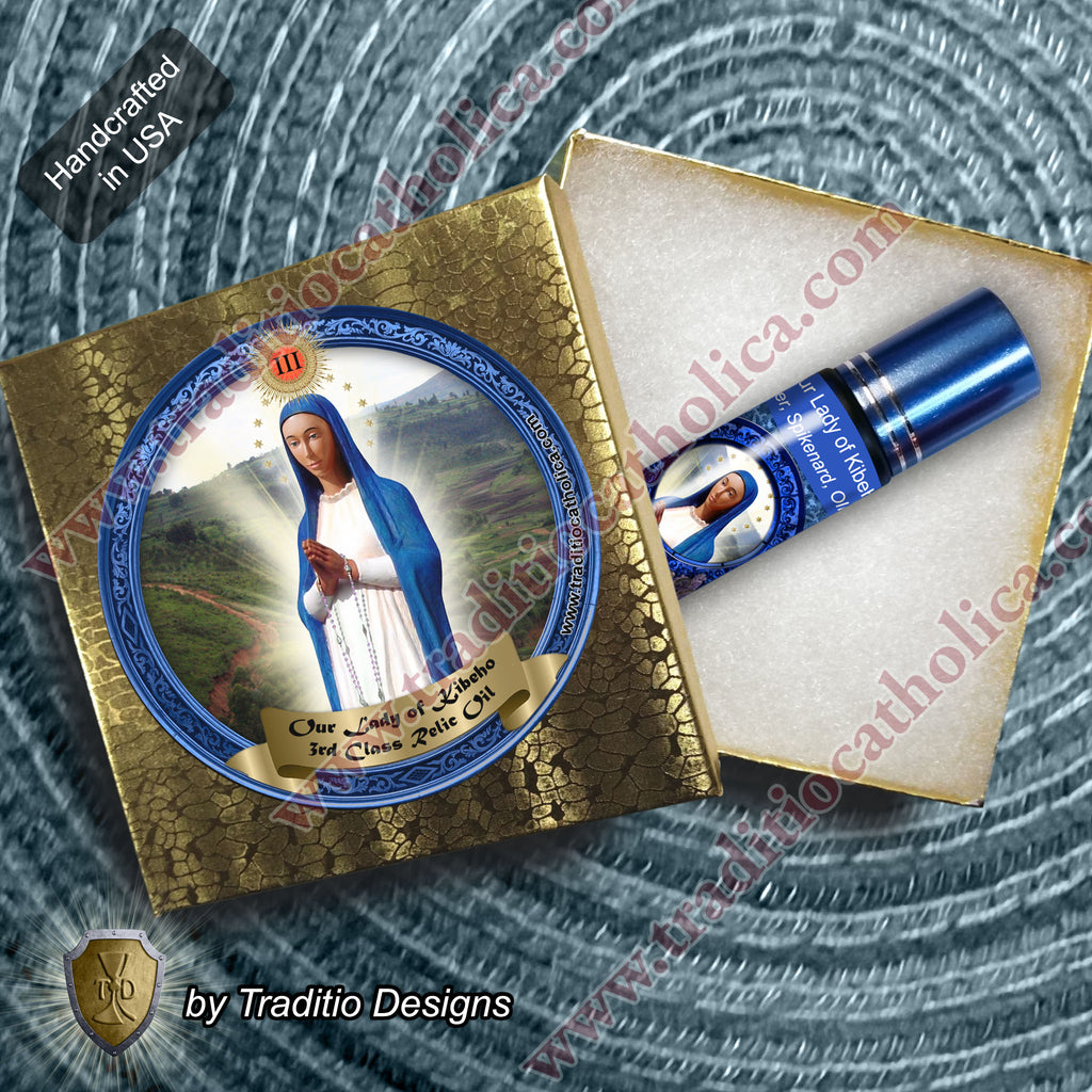 Our Lady of Kibeho Relic Anointing Oil | Touched to 9 Blessed Mother Relics | Oil or Card Set