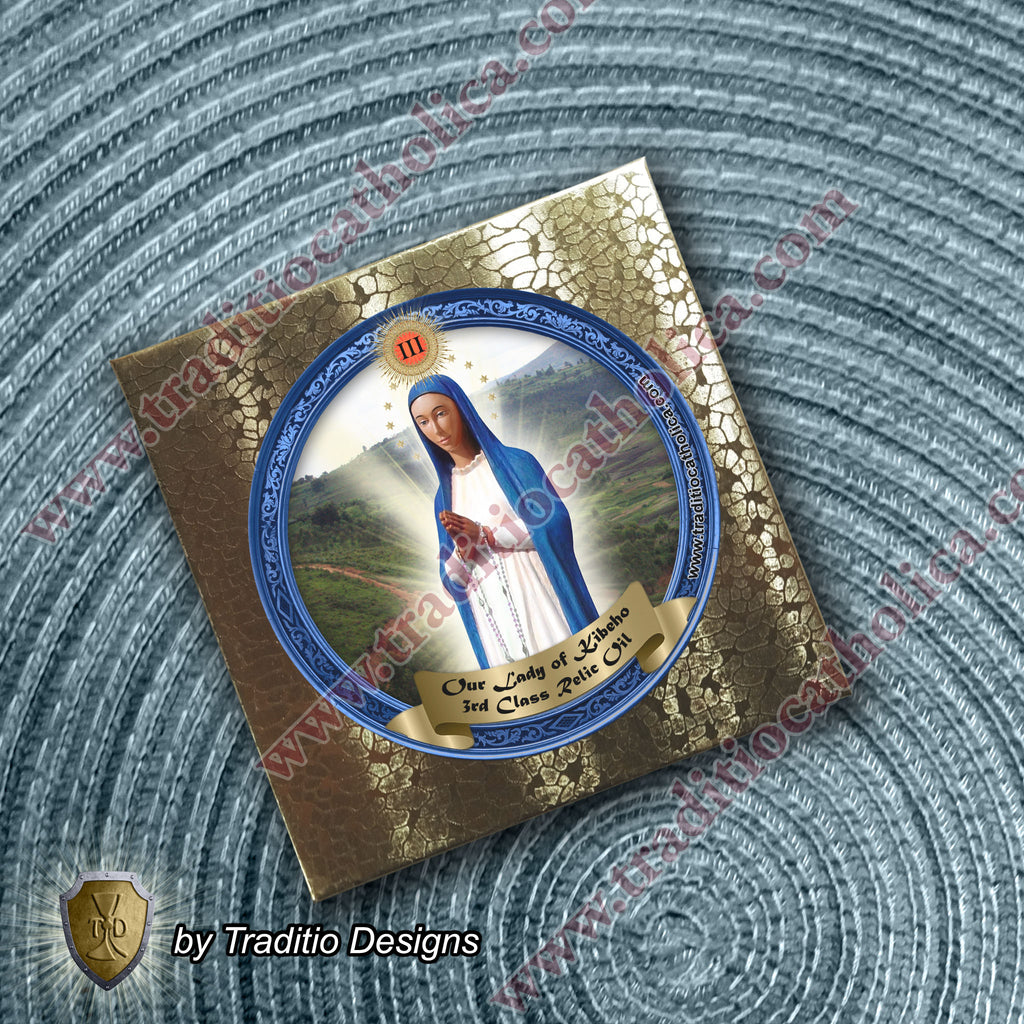 Our Lady of Kibeho Relic Anointing Oil | Touched to 9 Blessed Mother Relics | Oil or Card Set
