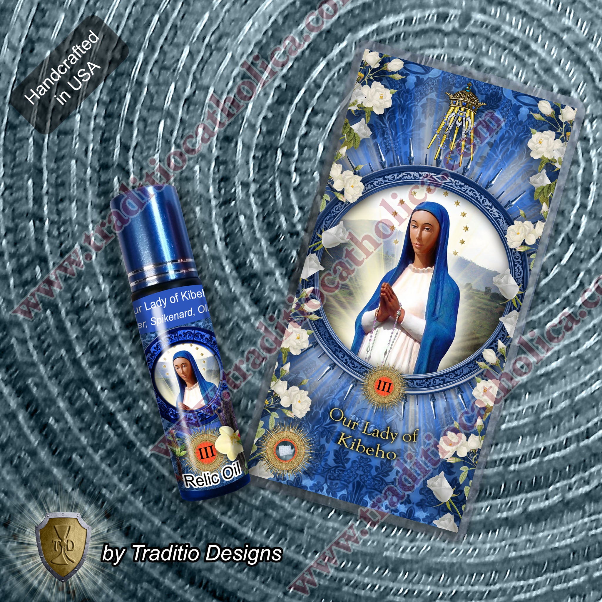 Our Lady of Kibeho Relic Anointing Oil | Touched to 9 Blessed Mother Relics | Oil or Card Set