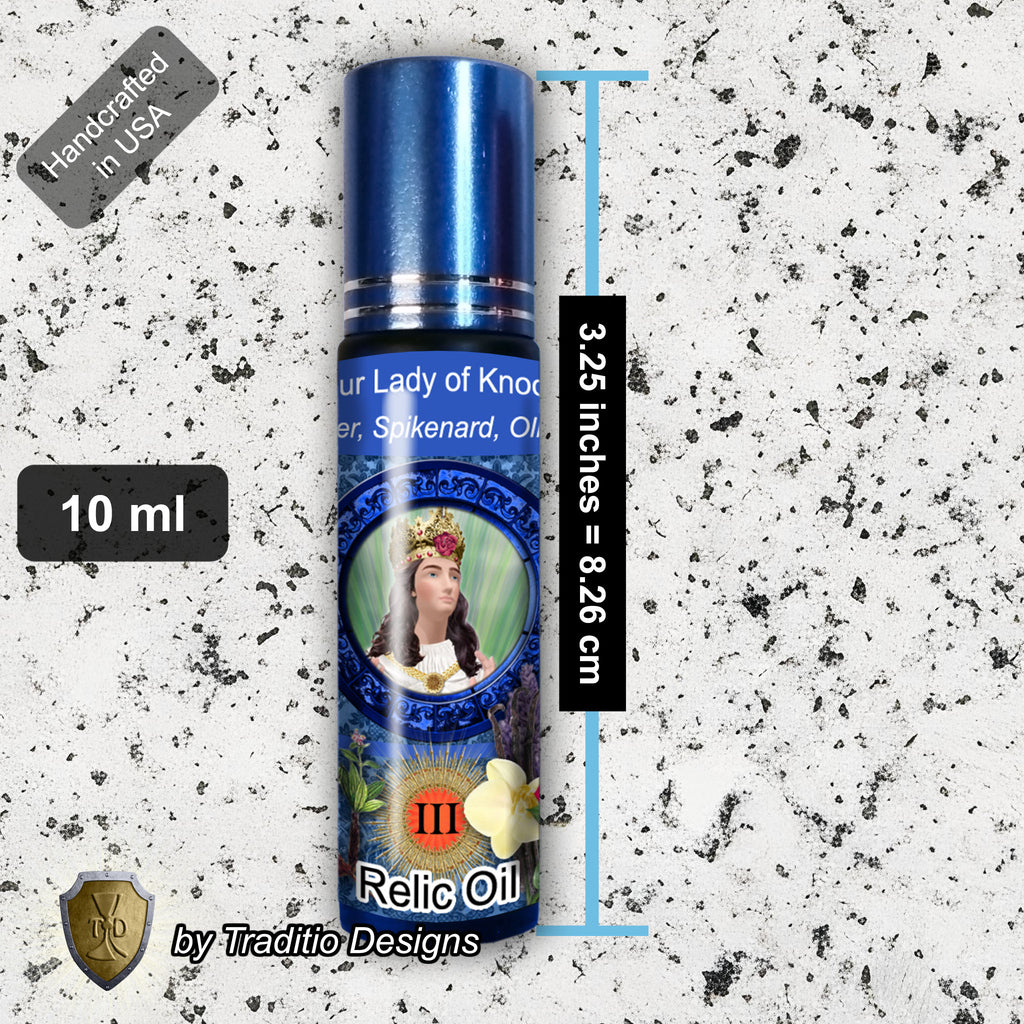 Our Lady of Knock Relic Anointing Oil | Touched to 9 Blessed Mother Relics | Oil or Card Set