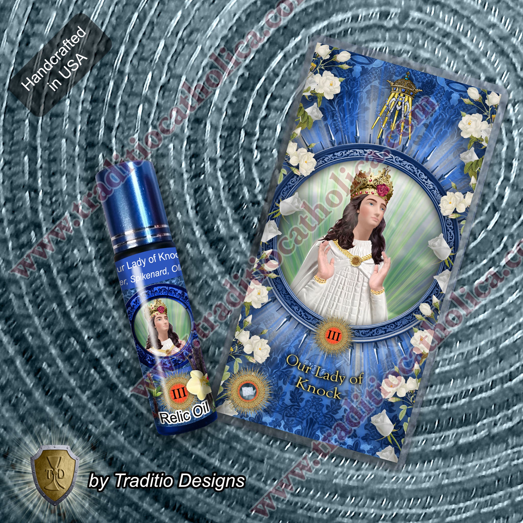 Our Lady of Knock Relic Anointing Oil | Touched to 9 Blessed Mother Relics | Oil or Card Set