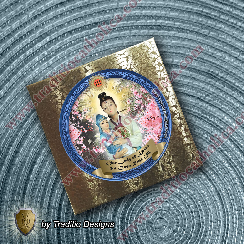 Our Lady of Korea Relic Anointing Oil | Touched to 9 Blessed Mother Relics | Oil or Card Set