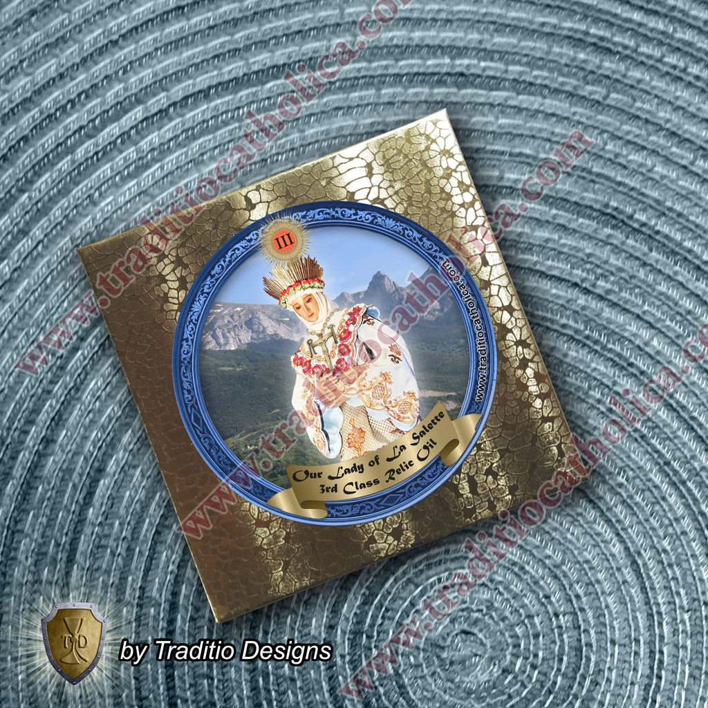 Our Lady of La Salette Relic Anointing Oil | Touched to 9 Blessed Mother Relics | Oil or Card Set