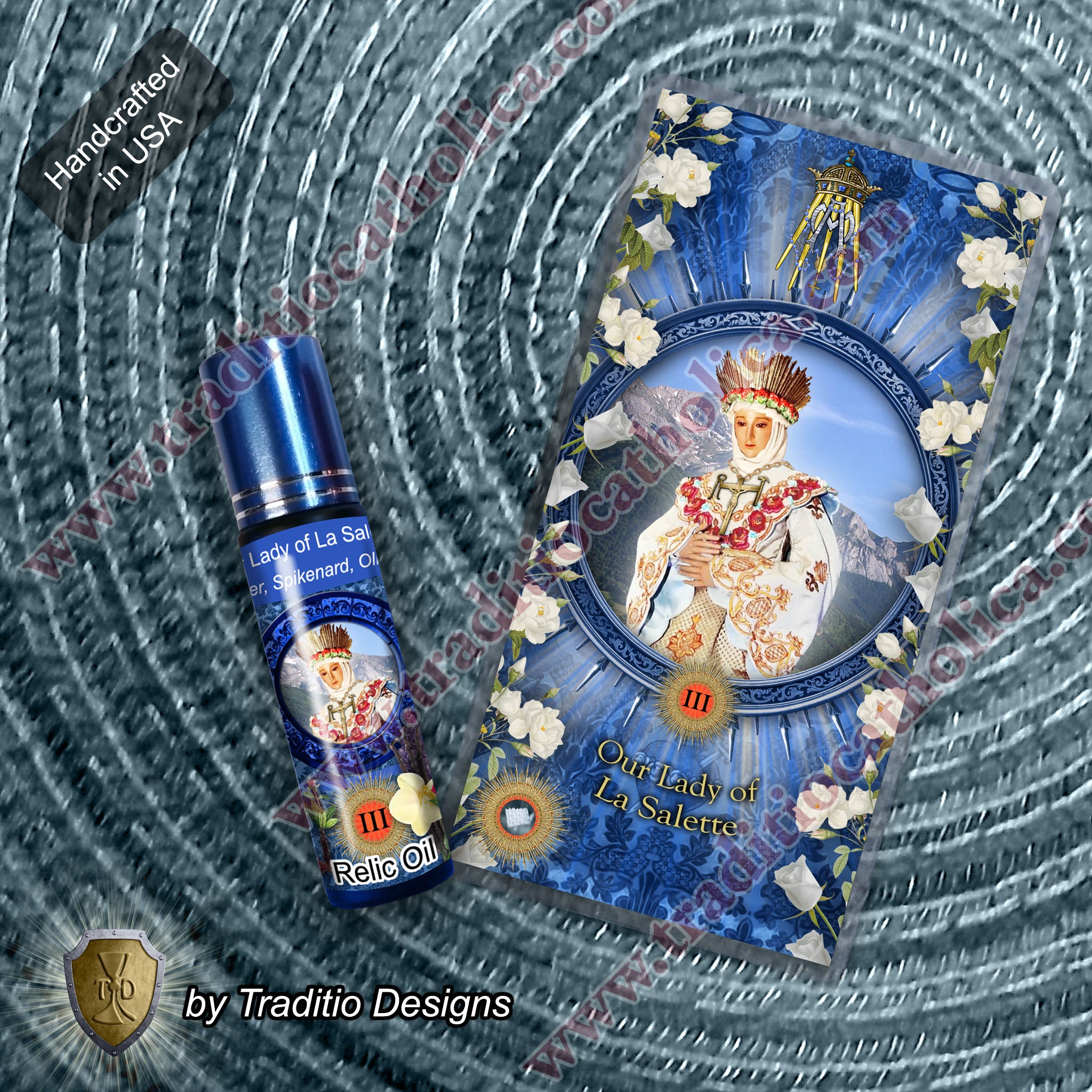 Our Lady of La Salette Relic Anointing Oil | Touched to 9 Blessed Mother Relics | Oil or Card Set