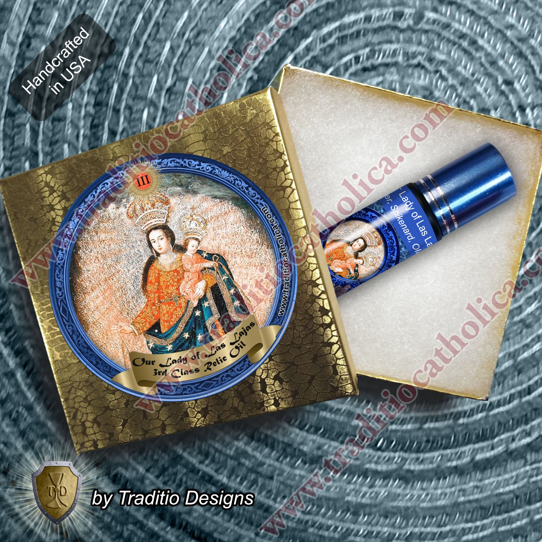 Our Lady of Las Lajas Relic Anointing Oil | Touched to 9 Blessed Mother Relics | Oil or Card Set