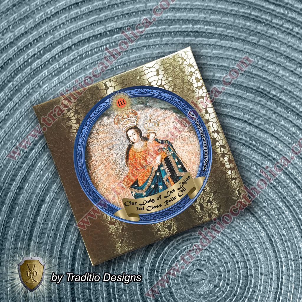 Our Lady of Las Lajas Relic Anointing Oil | Touched to 9 Blessed Mother Relics | Oil or Card Set