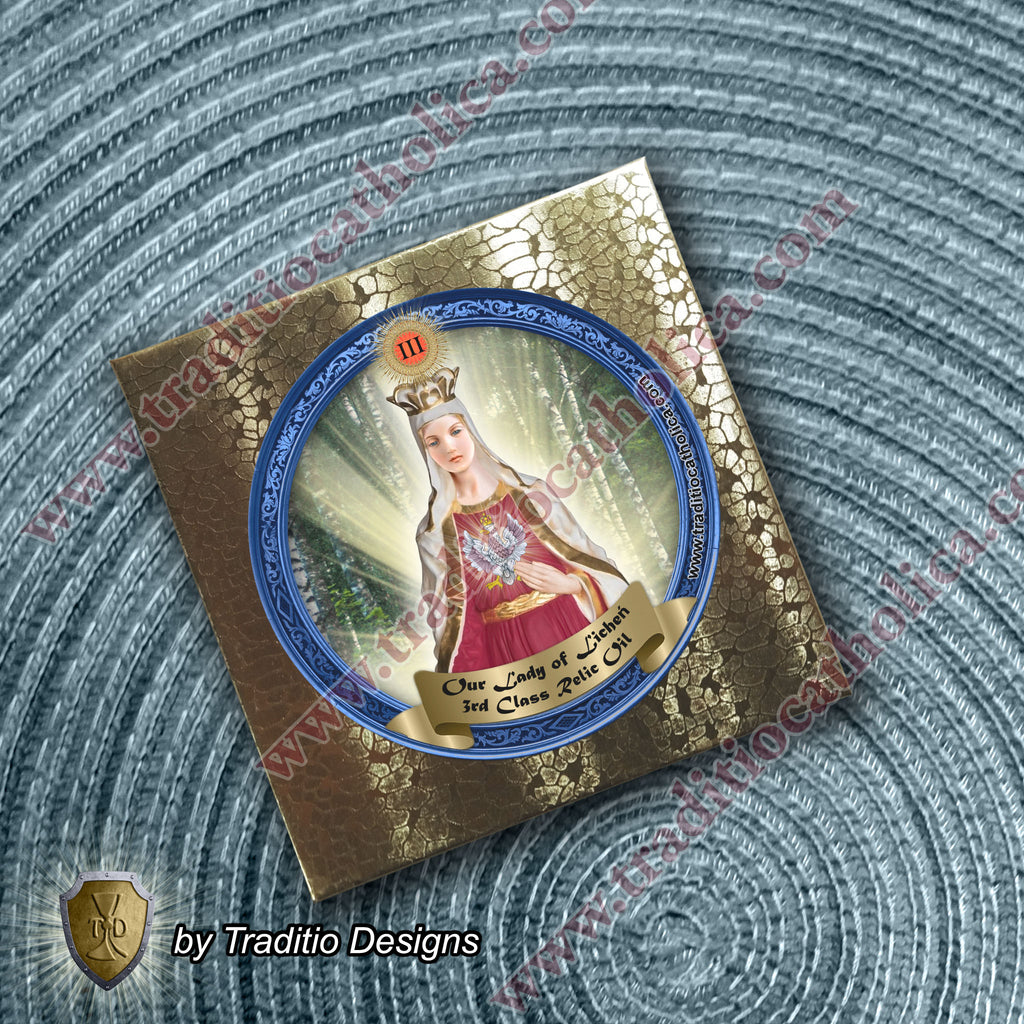 Our Lady of Lichen Relic Anointing Oil | Touched to 9 Blessed Mother Relics | Oil or Card Set