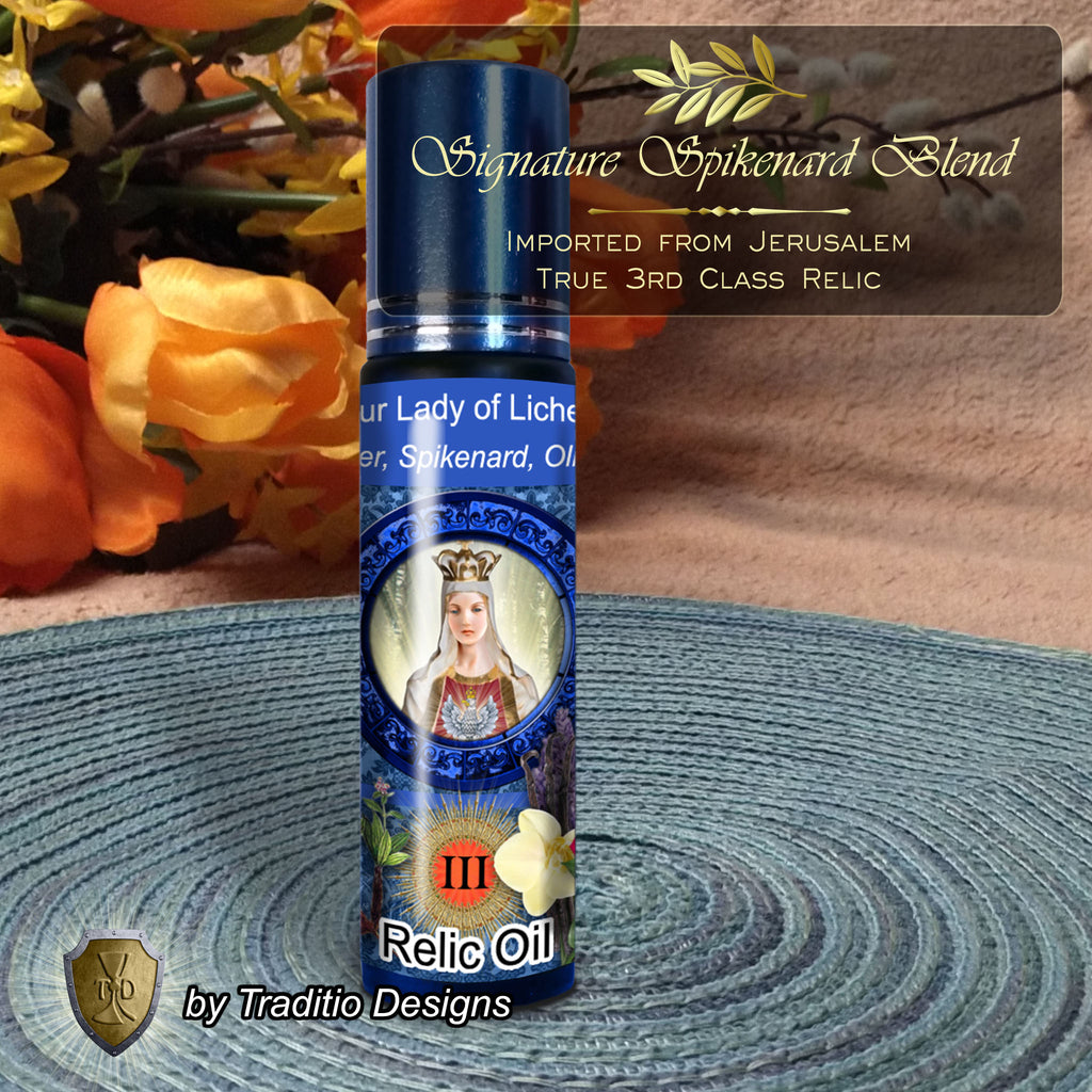 Our Lady of Lichen Relic Anointing Oil | Touched to 9 Blessed Mother Relics | Oil or Card Set