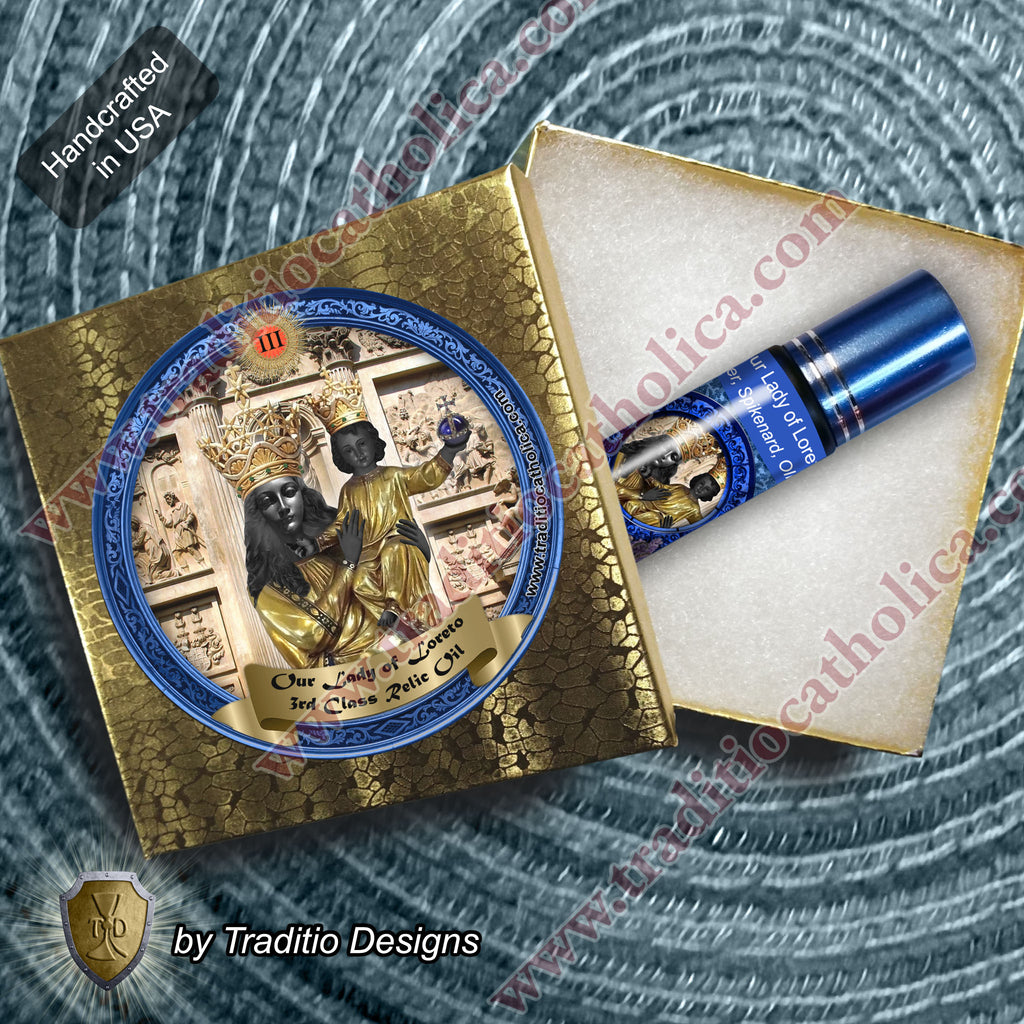 Our Lady of Loreto Relic Anointing Oil | Touched to 9 Blessed Mother Relics | Oil or Card Set