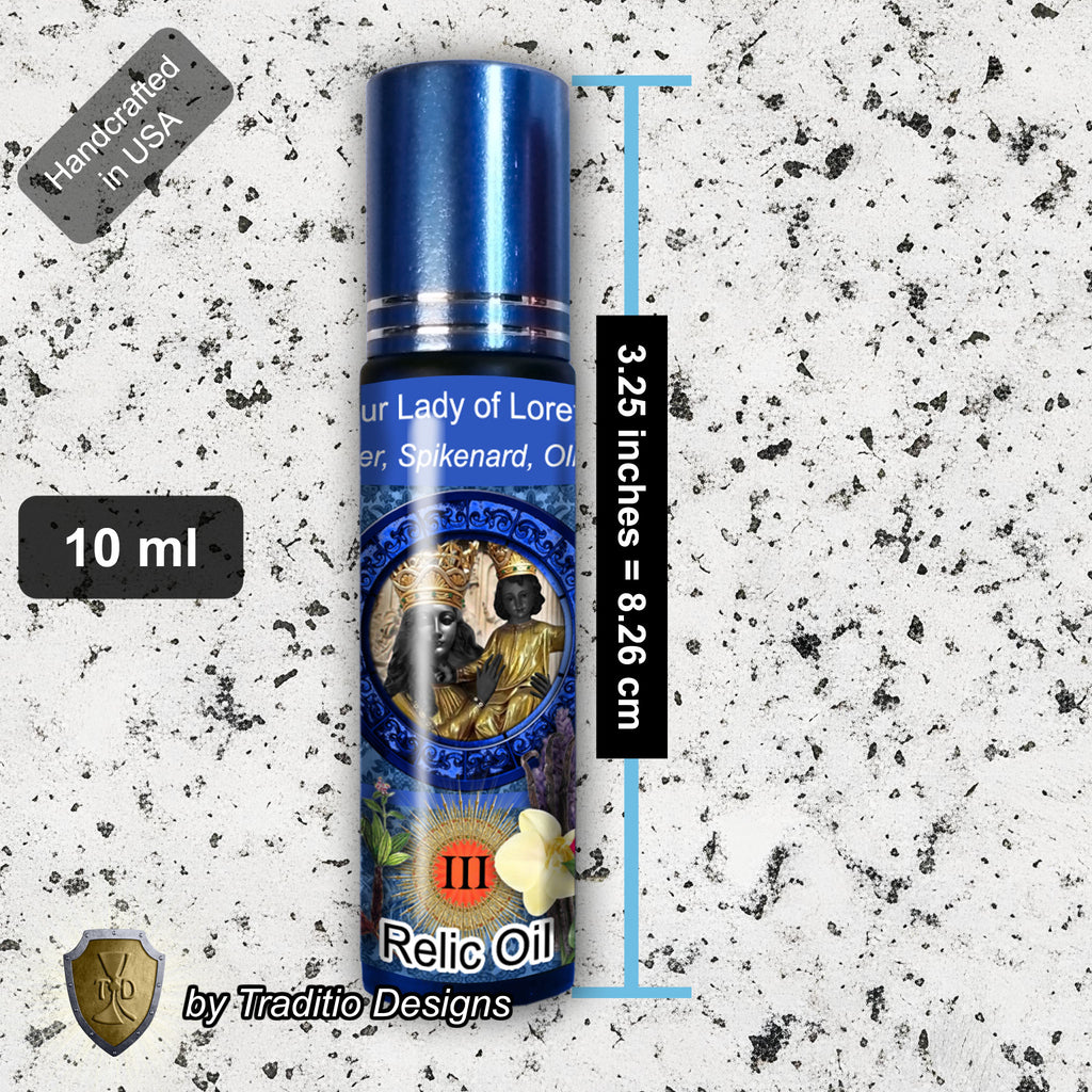 Our Lady of Loreto Relic Anointing Oil | Touched to 9 Blessed Mother Relics | Oil or Card Set