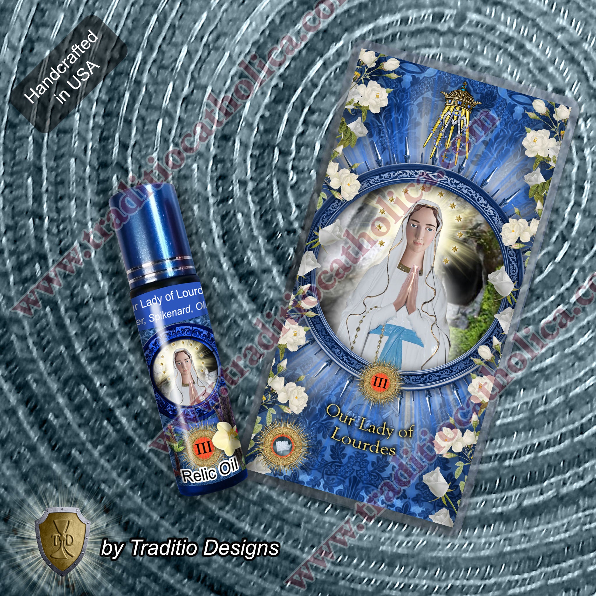 Our Lady of Lourdes Relic Anointing Oil | Touched to 9 Blessed Mother Relics | Oil or Card Set