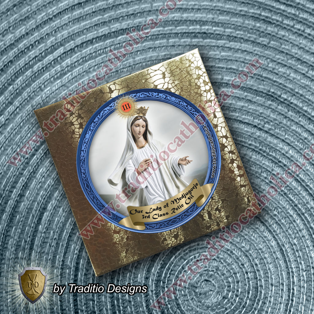 Our Lady of Medjugorje Relic Anointing Oil | Touched to 9 Blessed Mother Relics | Oil or Card Set