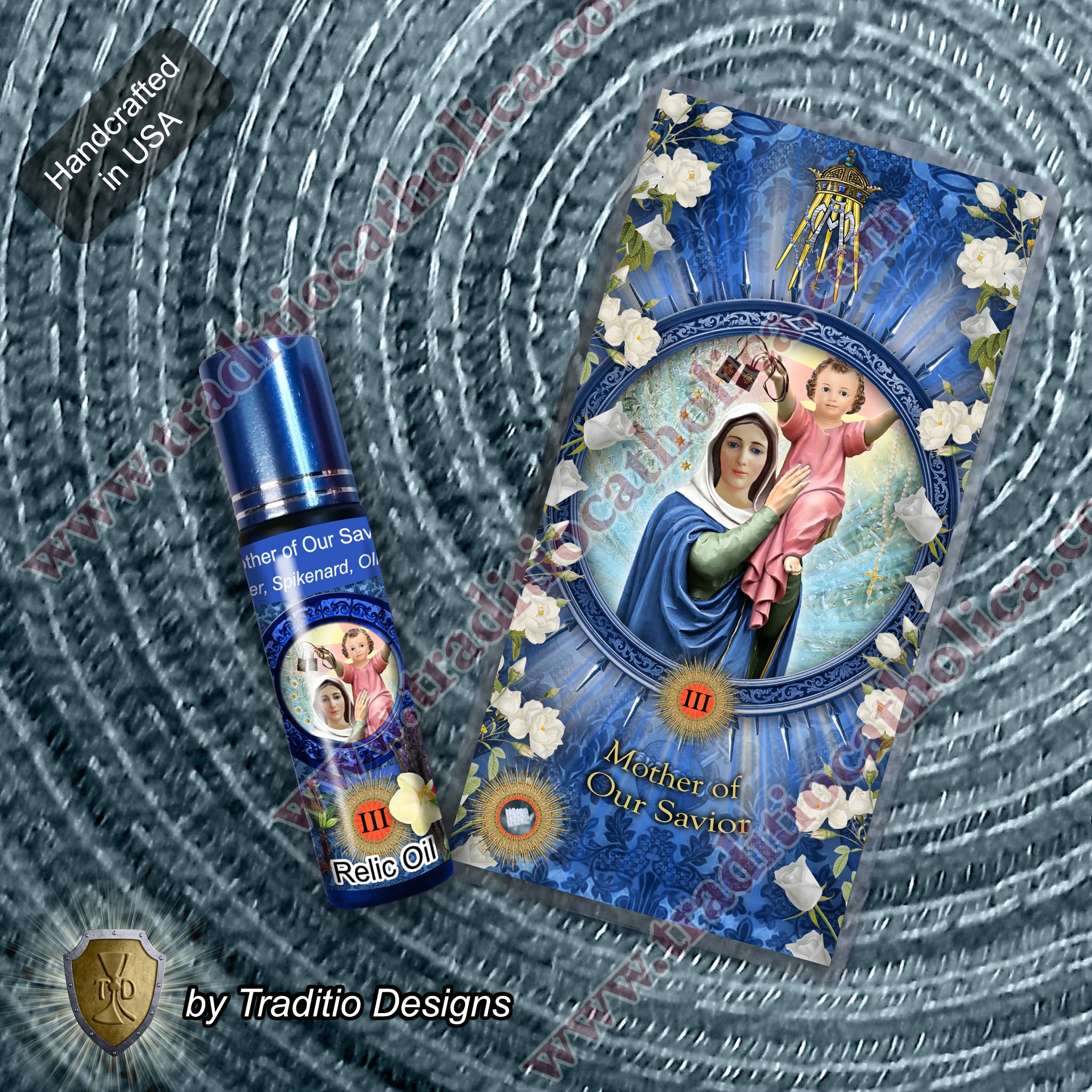 Mother of Our Savior Relic Anointing Oil | Touched to 9 Blessed Mother Relics | Oil or Card Set