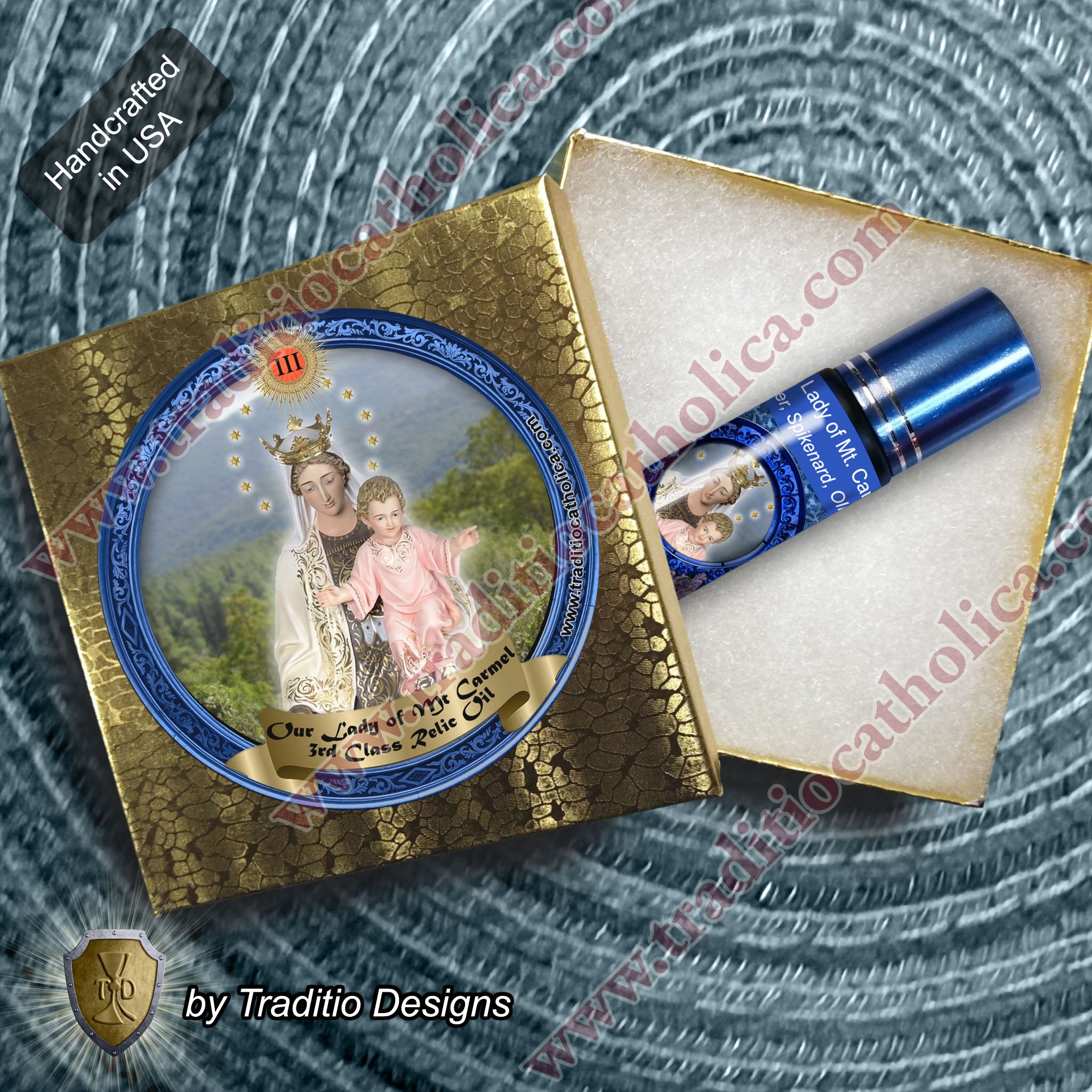 Our Lady of Mt. Carmel Relic Anointing Oil | Touched to 9 Blessed Mother Relics | Oil or Card Set